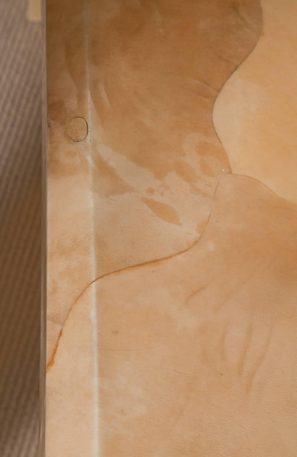 Massive Karl Springer Tri-Color Goatskin Coffee Table In Good Condition In North Miami, FL