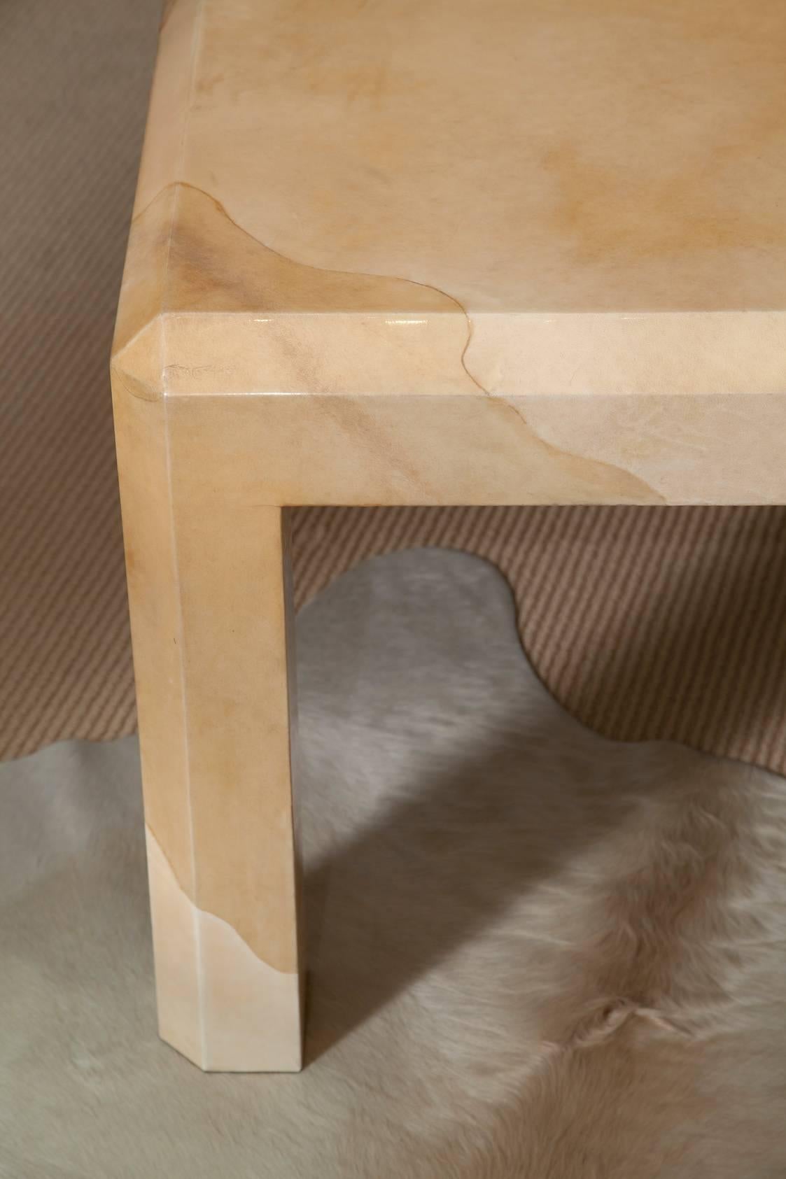 Massive Karl Springer Tri-Color Goatskin Coffee Table 1