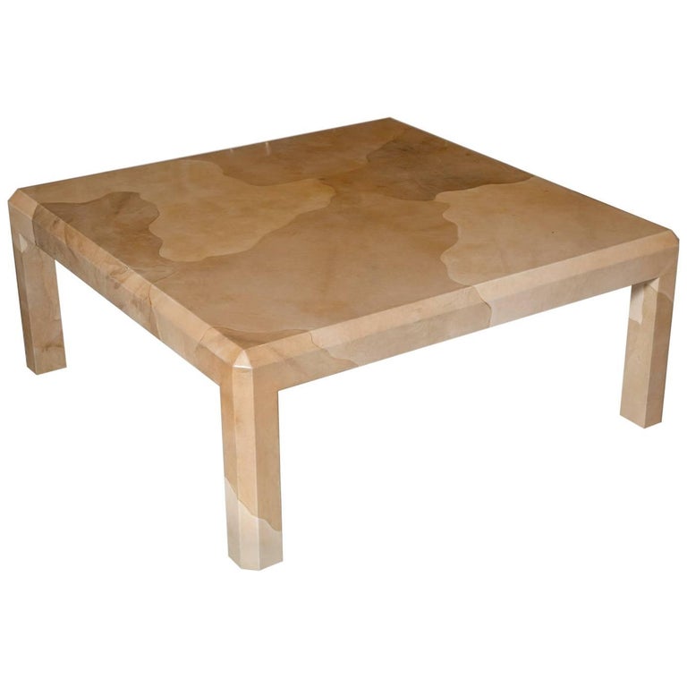 Massive Karl Springer Tri-Color Goatskin Coffee Table For ...