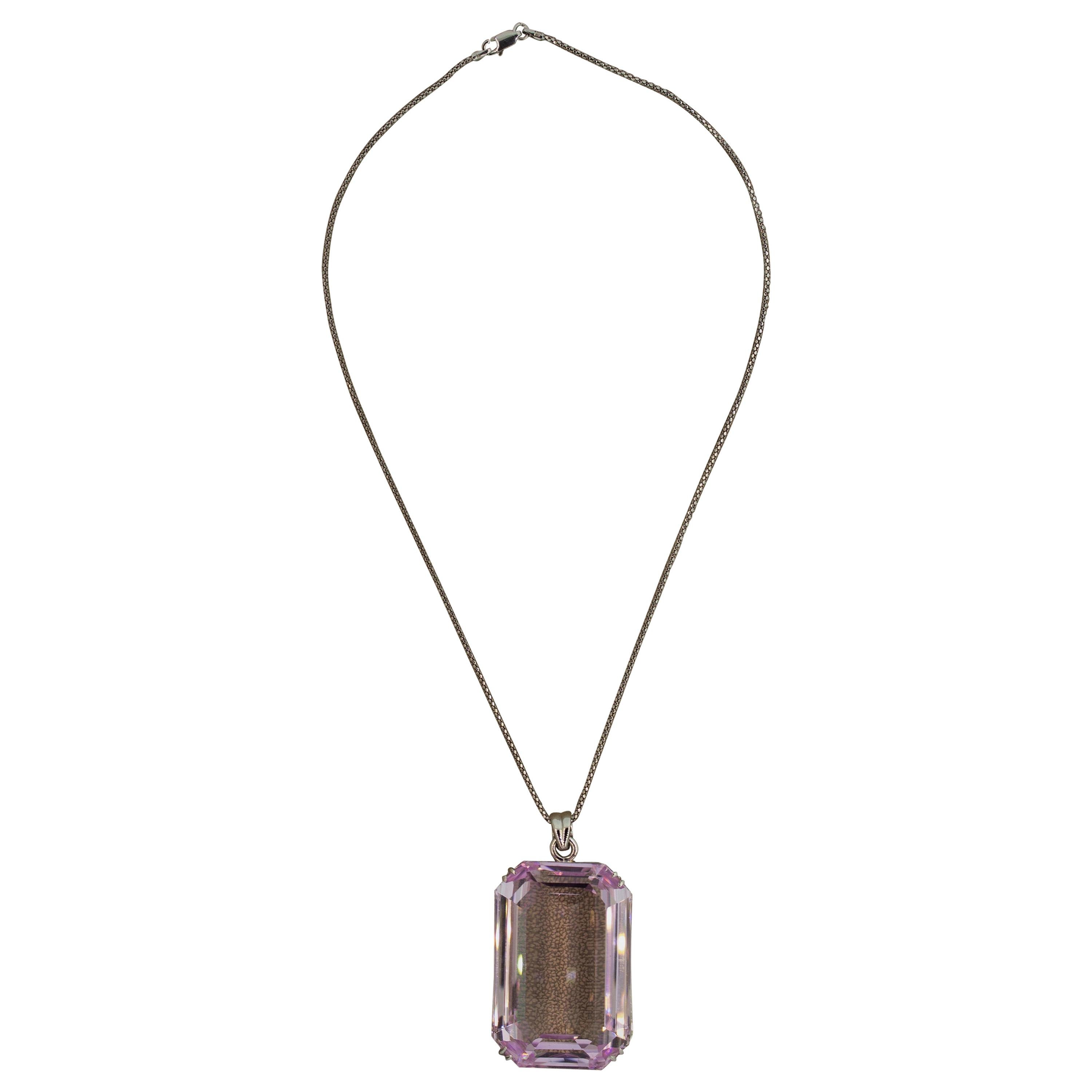 Massive Kunzite Platinum Pendant Necklace, 312.57 Carat