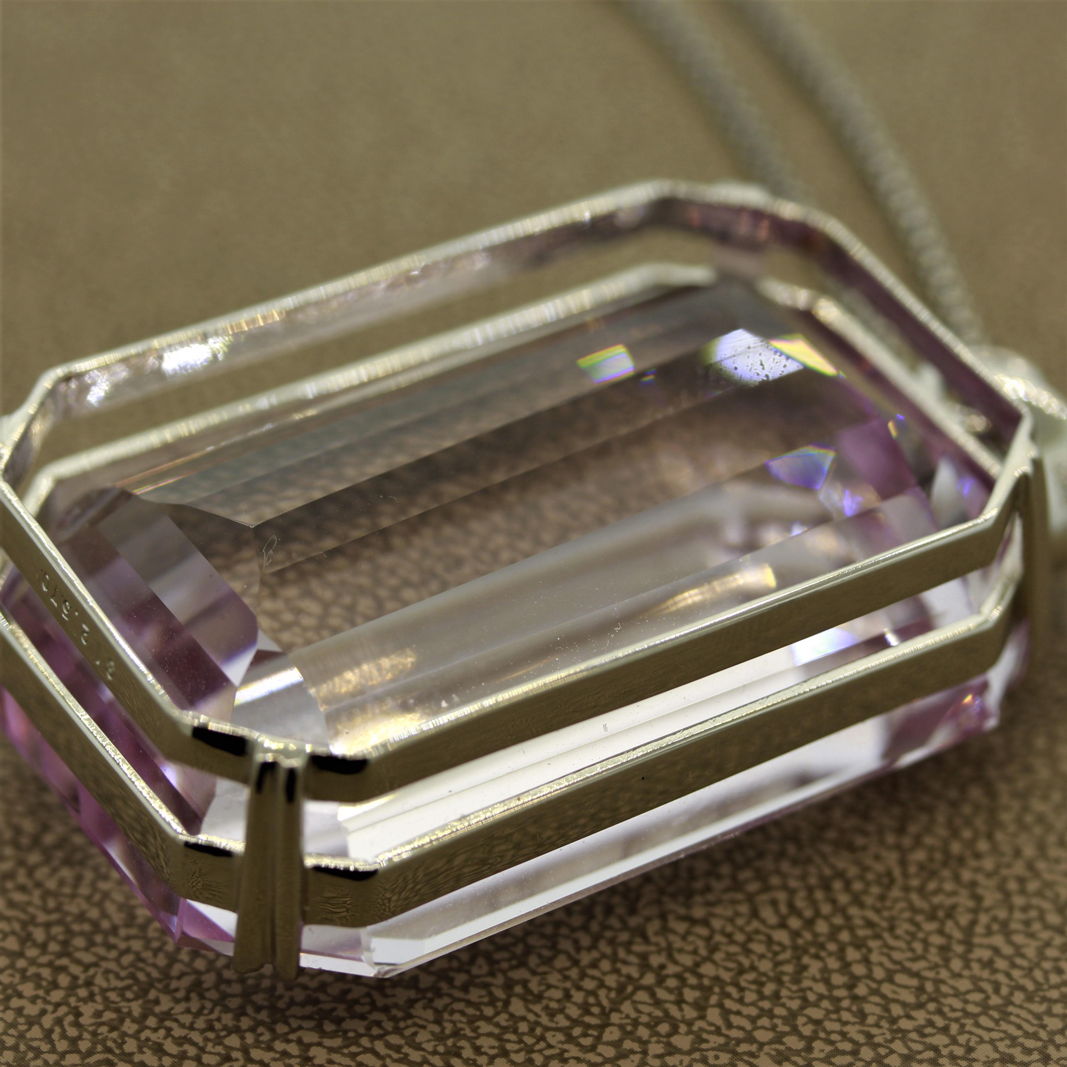 Massive Kunzite Platinum Pendant Necklace, 312.57 Carat For Sale 1