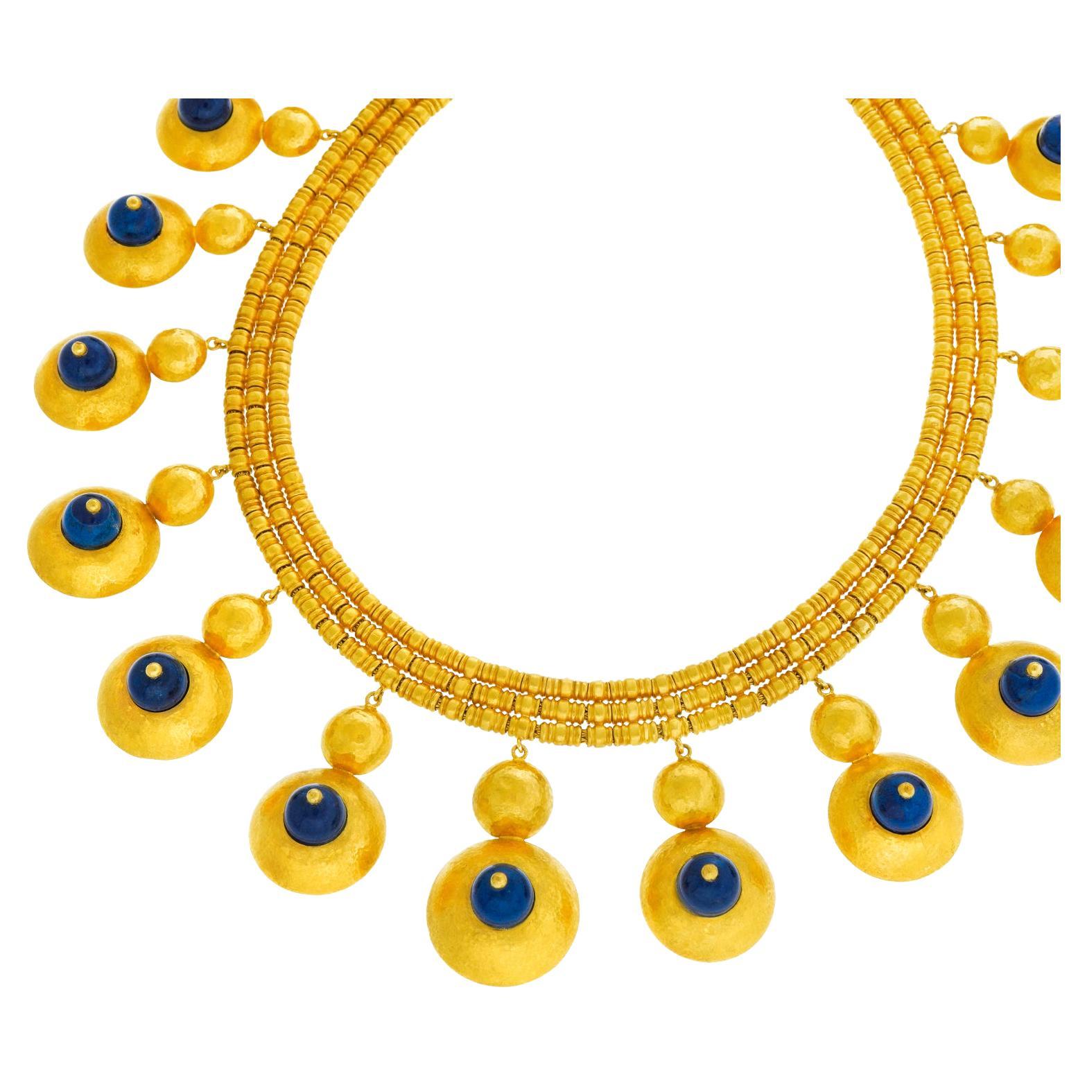 Massive Lalaounis Lapis and Gold Necklace
