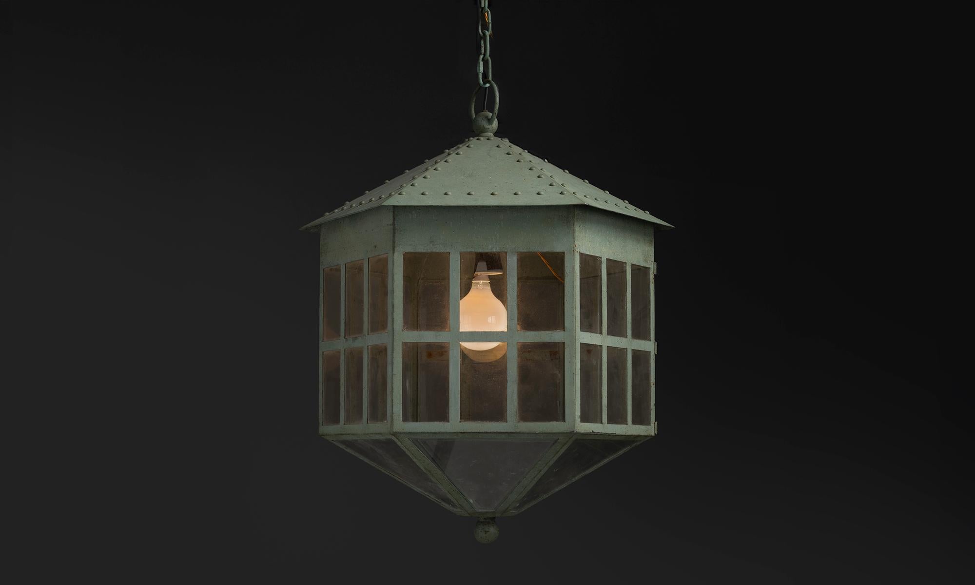 England, 1950
Oversized verdigris lanterns with glass panels and weathered patina.
36”dia x 39”h
Ref. L5123
$ 4,800 ea ( 6 avail )