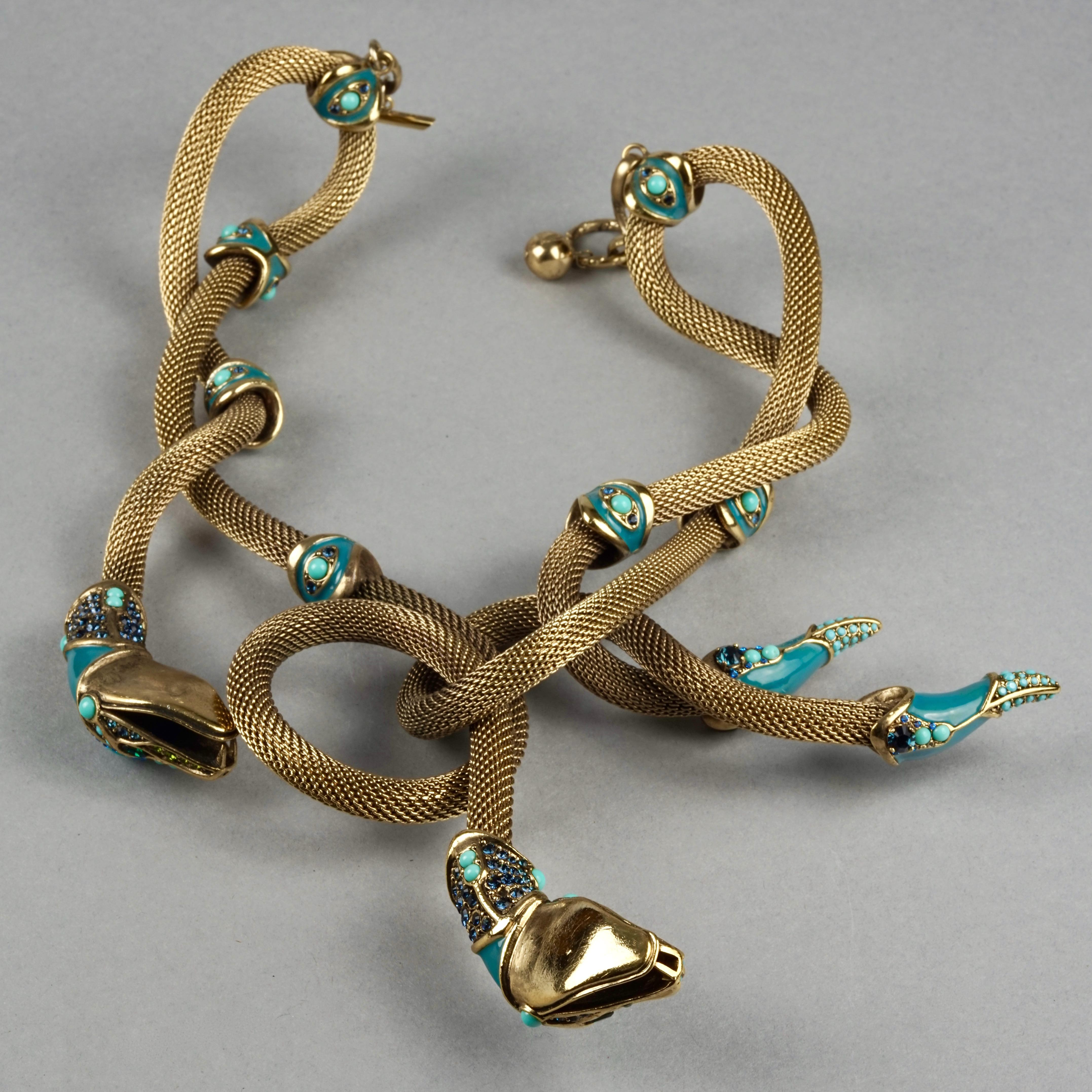Massive LANVIN Spring 2010 Enamel Snake Coiled Medusa Necklace For Sale 4