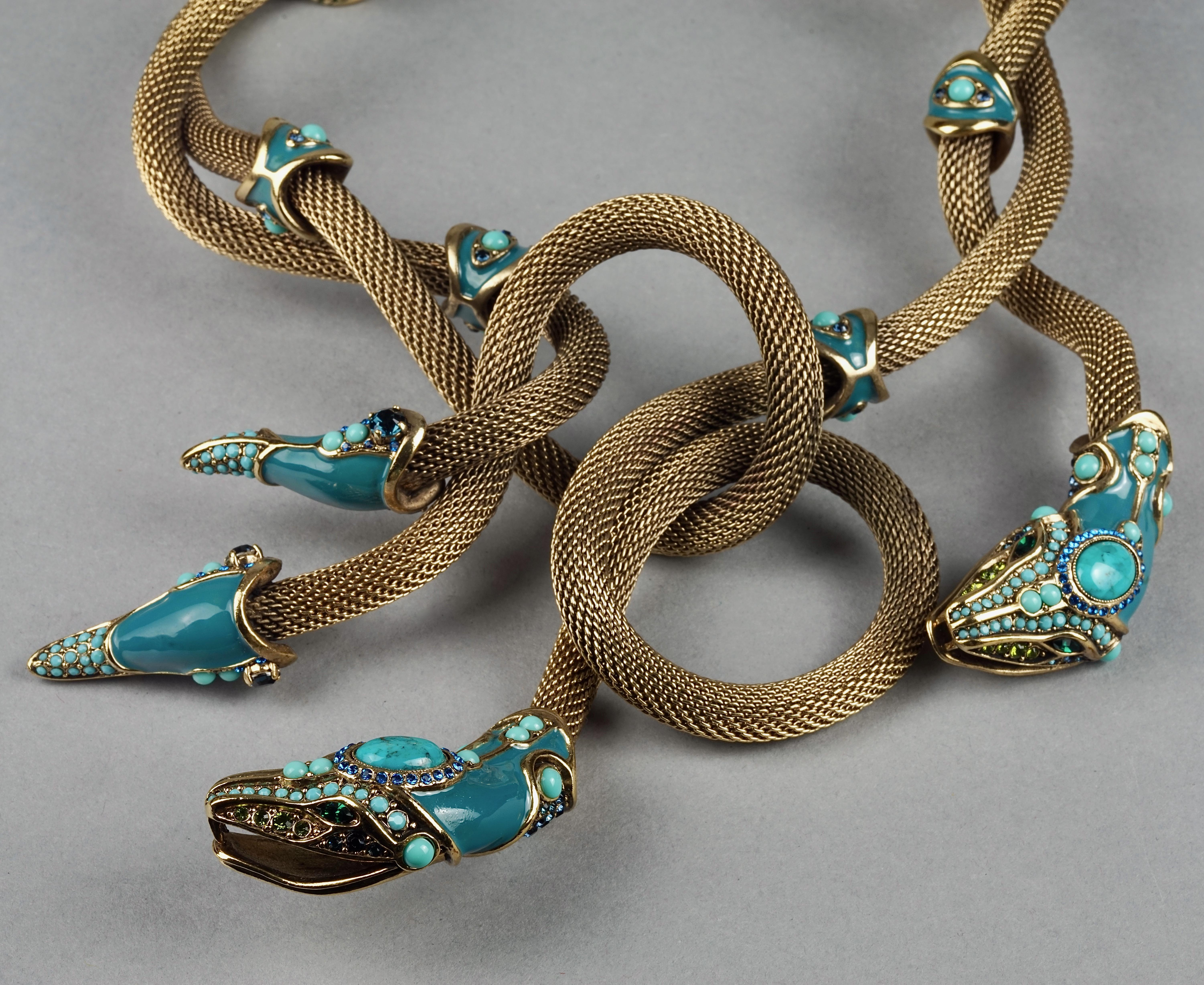 Massive LANVIN Spring 2010 Enamel Snake Coiled Medusa Necklace For Sale 7