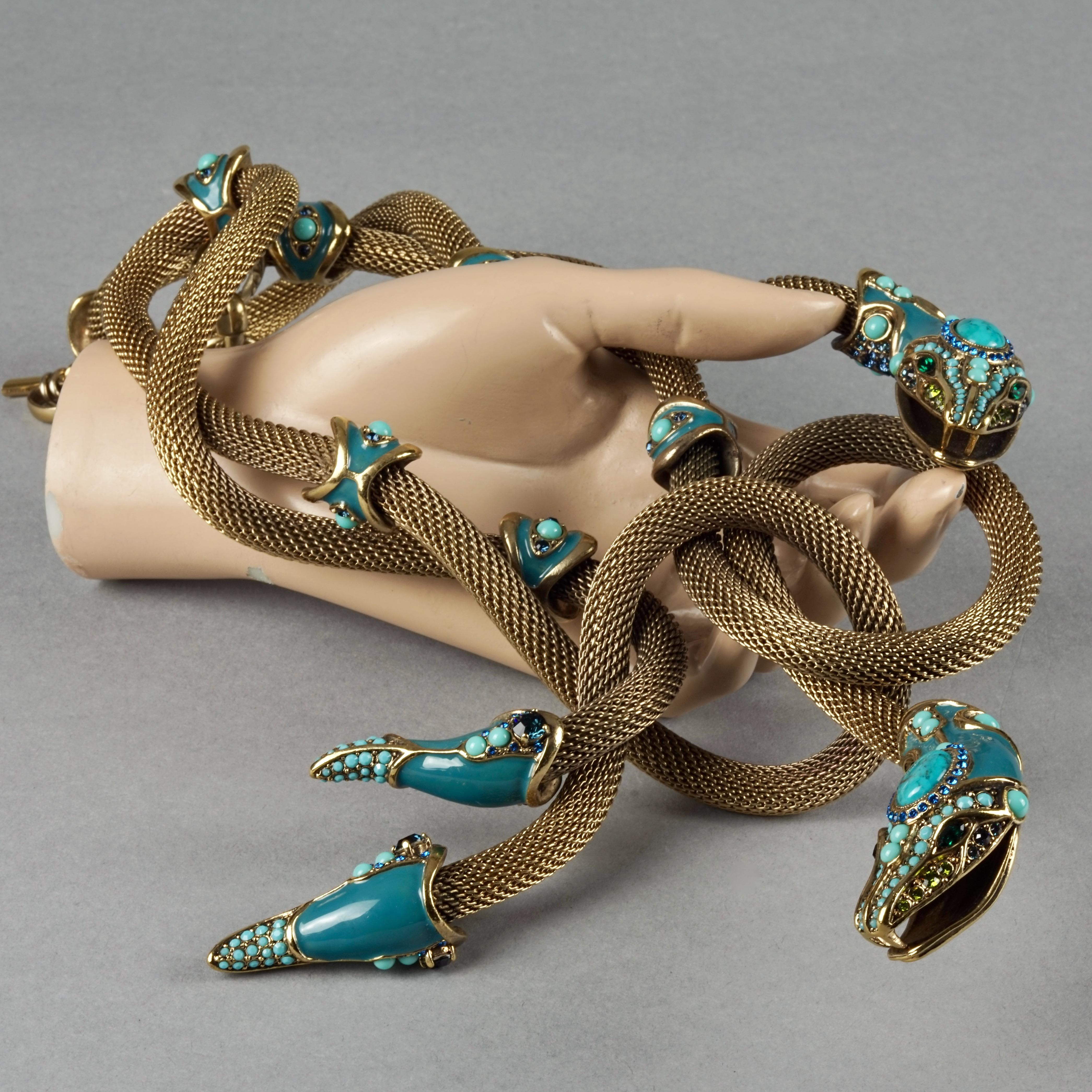 Massive LANVIN Spring 2010 Enamel Snake Coiled Medusa Necklace For Sale 10