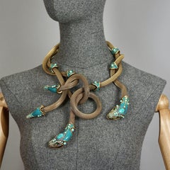 Massive LANVIN Spring 2010 Enamel Snake Coiled Medusa Necklace