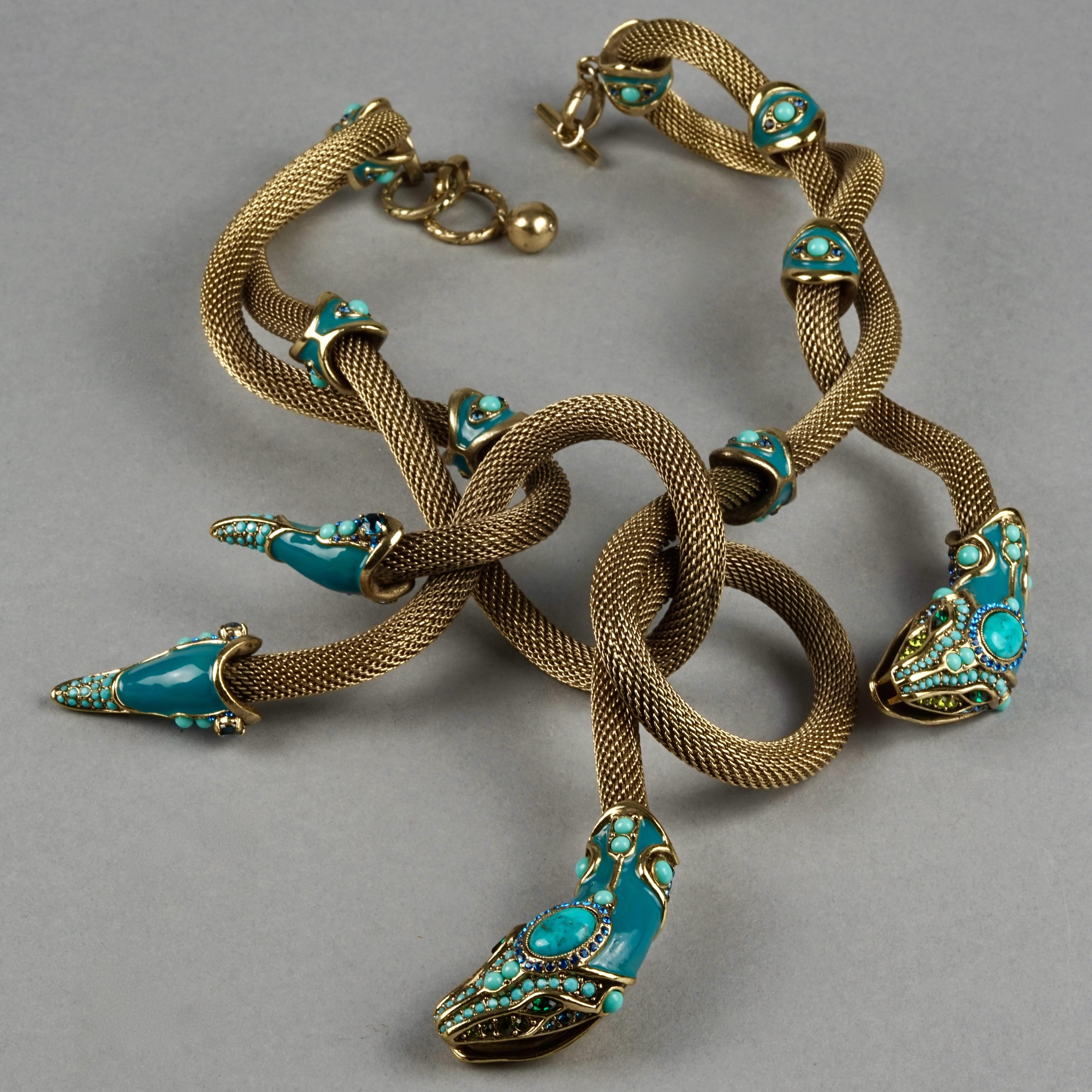 Massive LANVIN Spring 2010 Enamel Snake Coiled Medusa Necklace For Sale 1