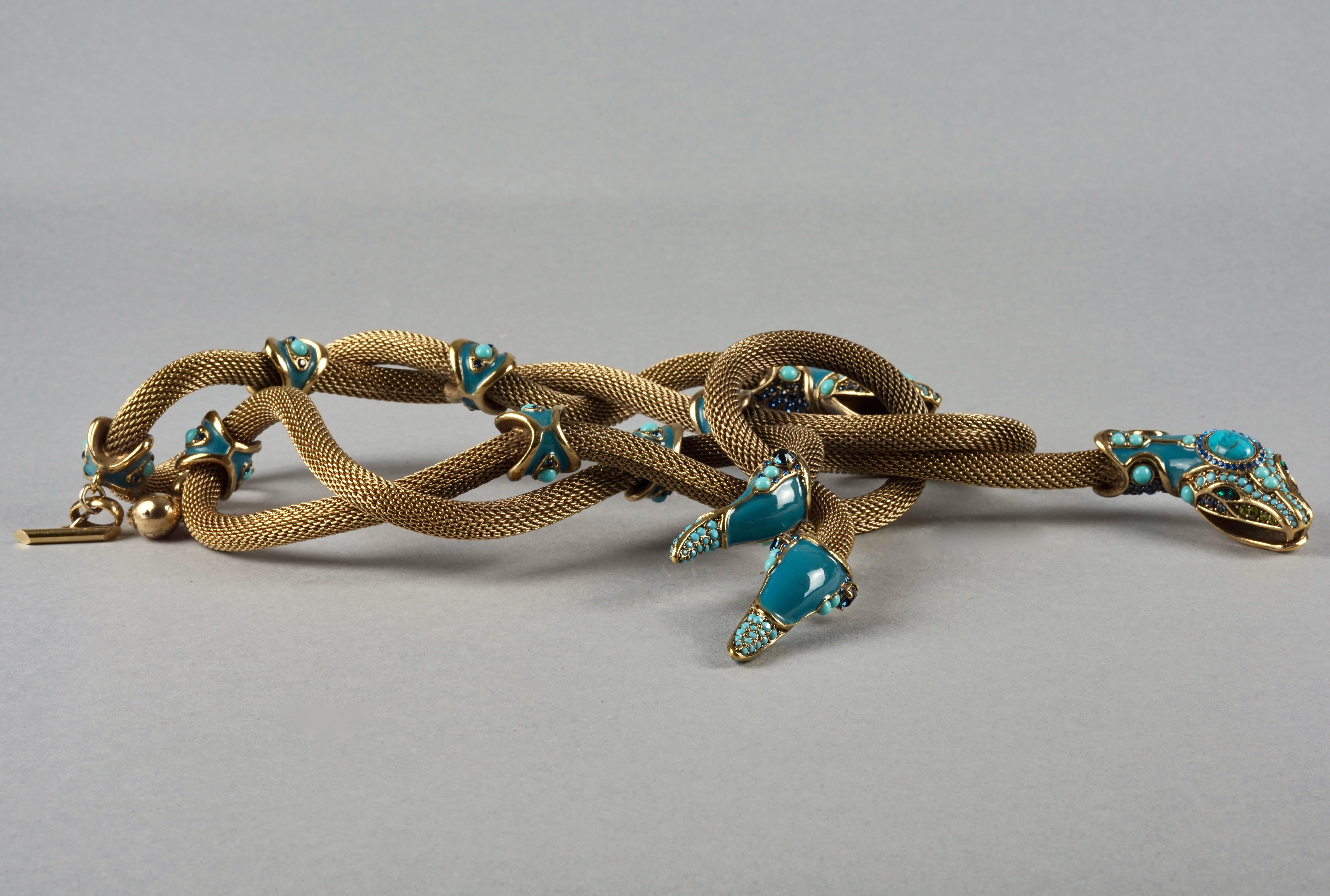 Massive LANVIN Spring 2010 Enamel Snake Coiled Medusa Necklace For Sale 2