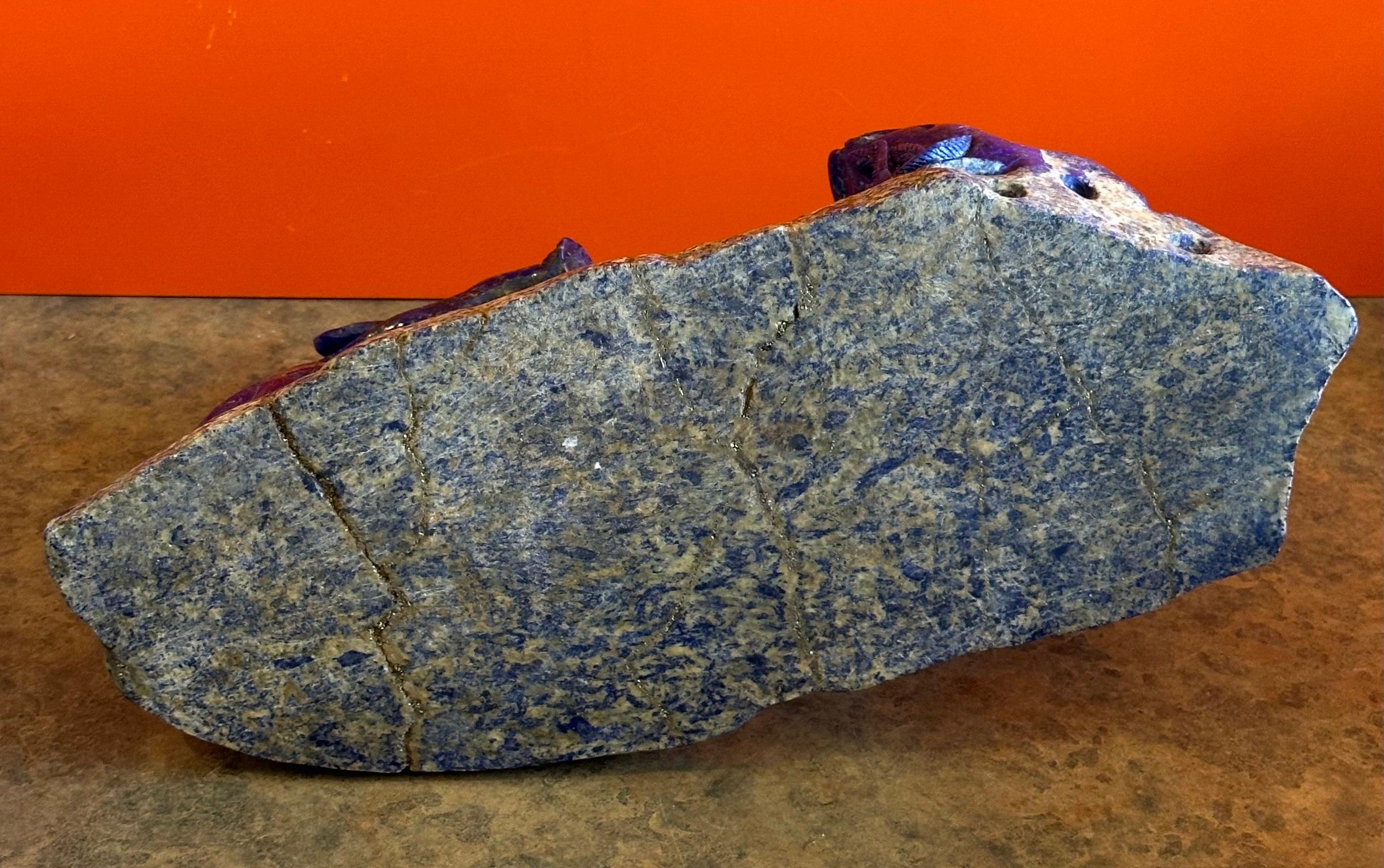 Scultura massiccia di elefanti in Lapis Lazuki in vendita 9