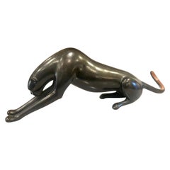 Massive Large Bronze Black Panther Sculpture by Loet Vanderveen Signed & Number