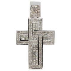 Colgante Cruz de Oro con Diamante Grande Masivo