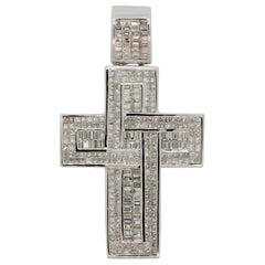 Massive Large Diamond Gold Cross Pendant