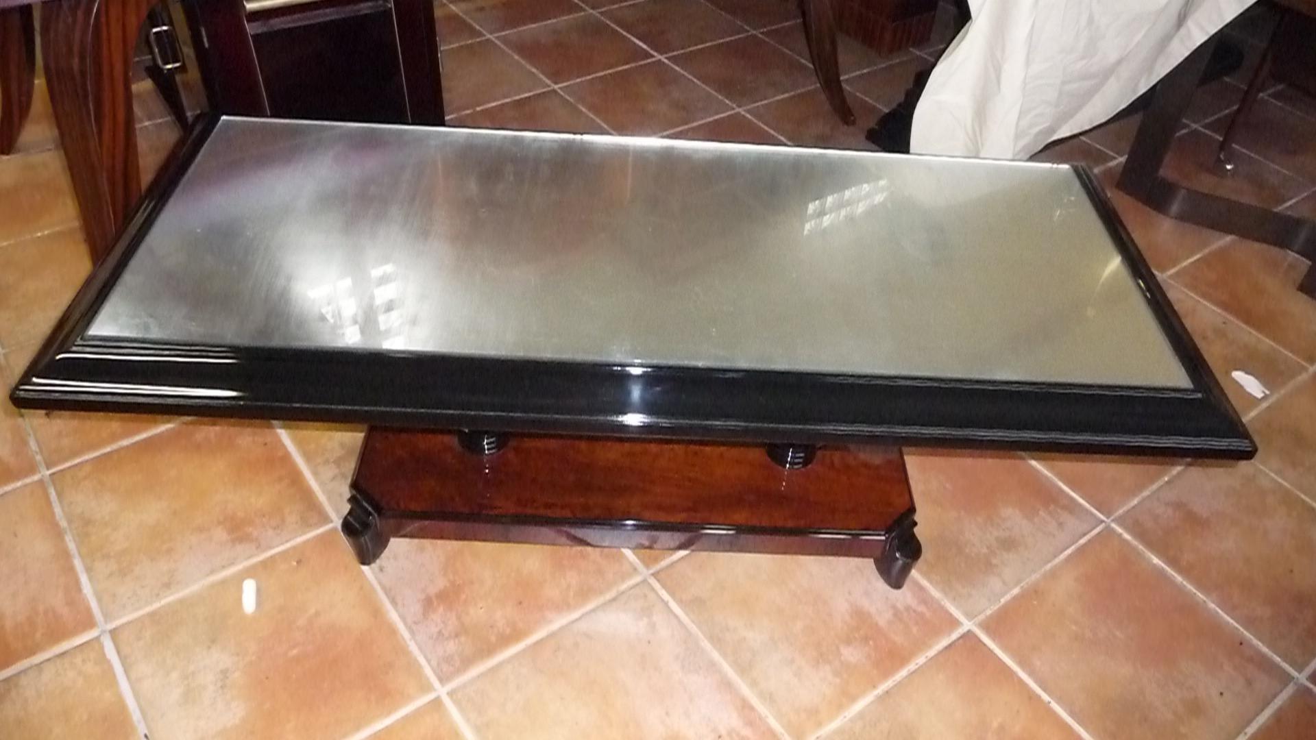  Grande table basse rectangulaire Art Déco française, table de canapé, années 1930. en vente 3