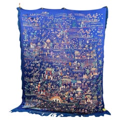 Antique Massive Late Qing to Early Republic Chinese Embroidered Silk Shawl 275 x 214 CM