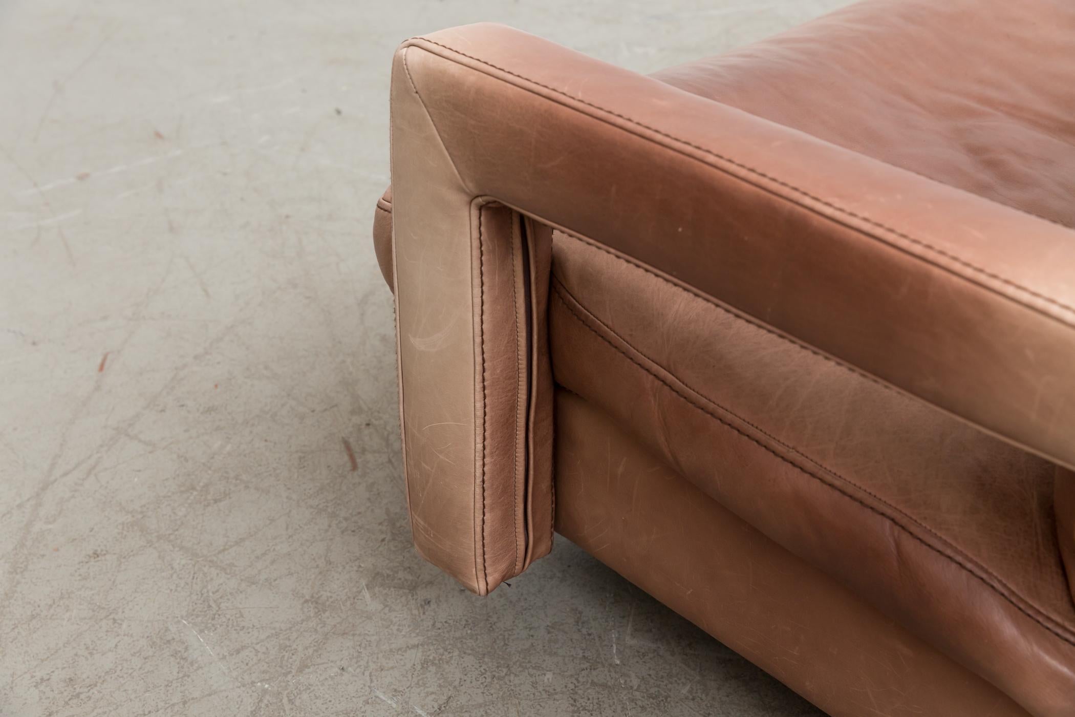 Mid-20th Century Massive Leather Sofa by Molinari