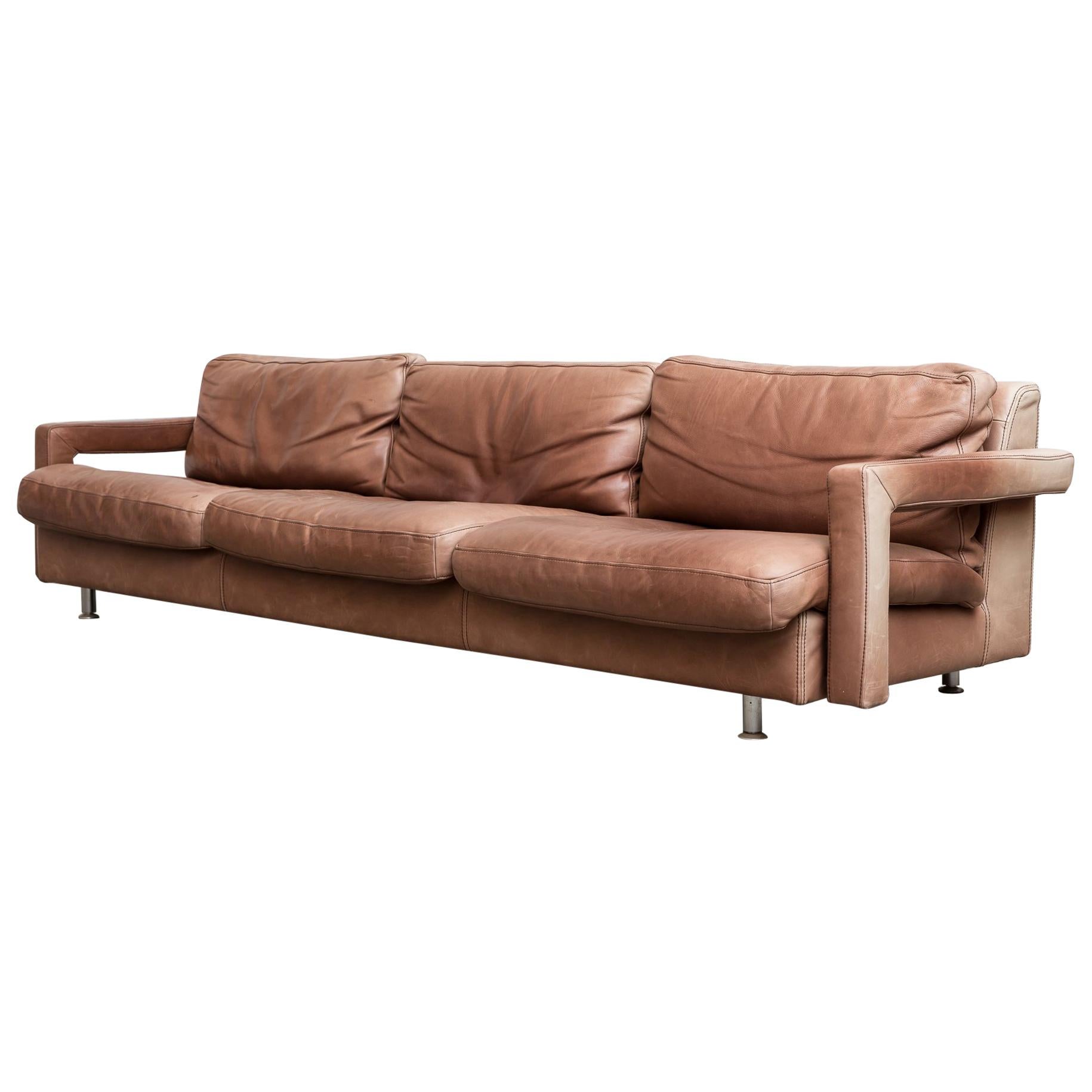 Massive Leather Sofa by Molinari