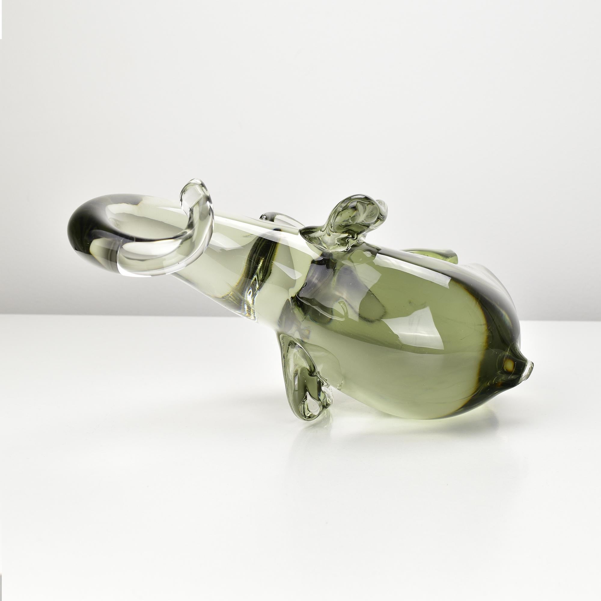 Massive Livio Seguso Smoke Grey Elephant Art Glass Sculpture Murano Gral For Sale 3