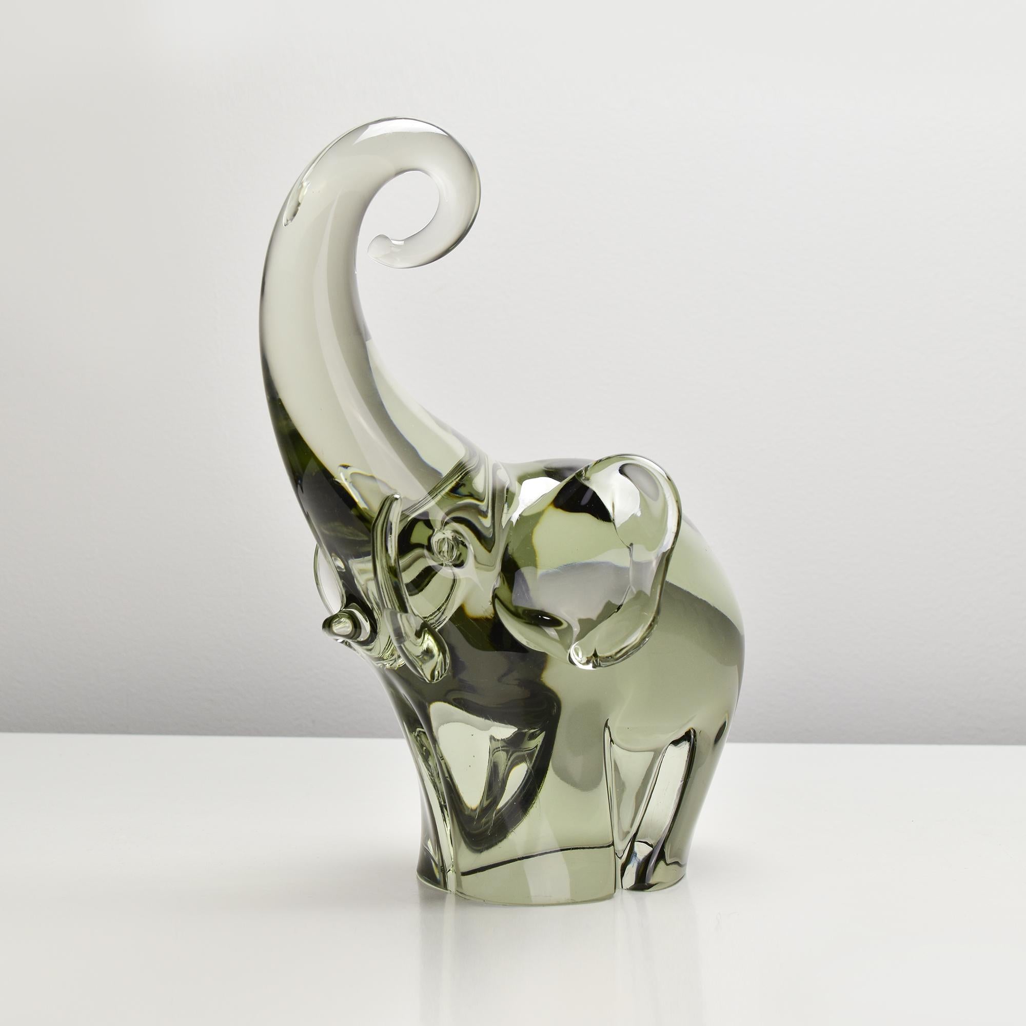 Massive Livio Seguso Smoke Grey Elephant Art Glass Sculpture Murano Gral For Sale 6