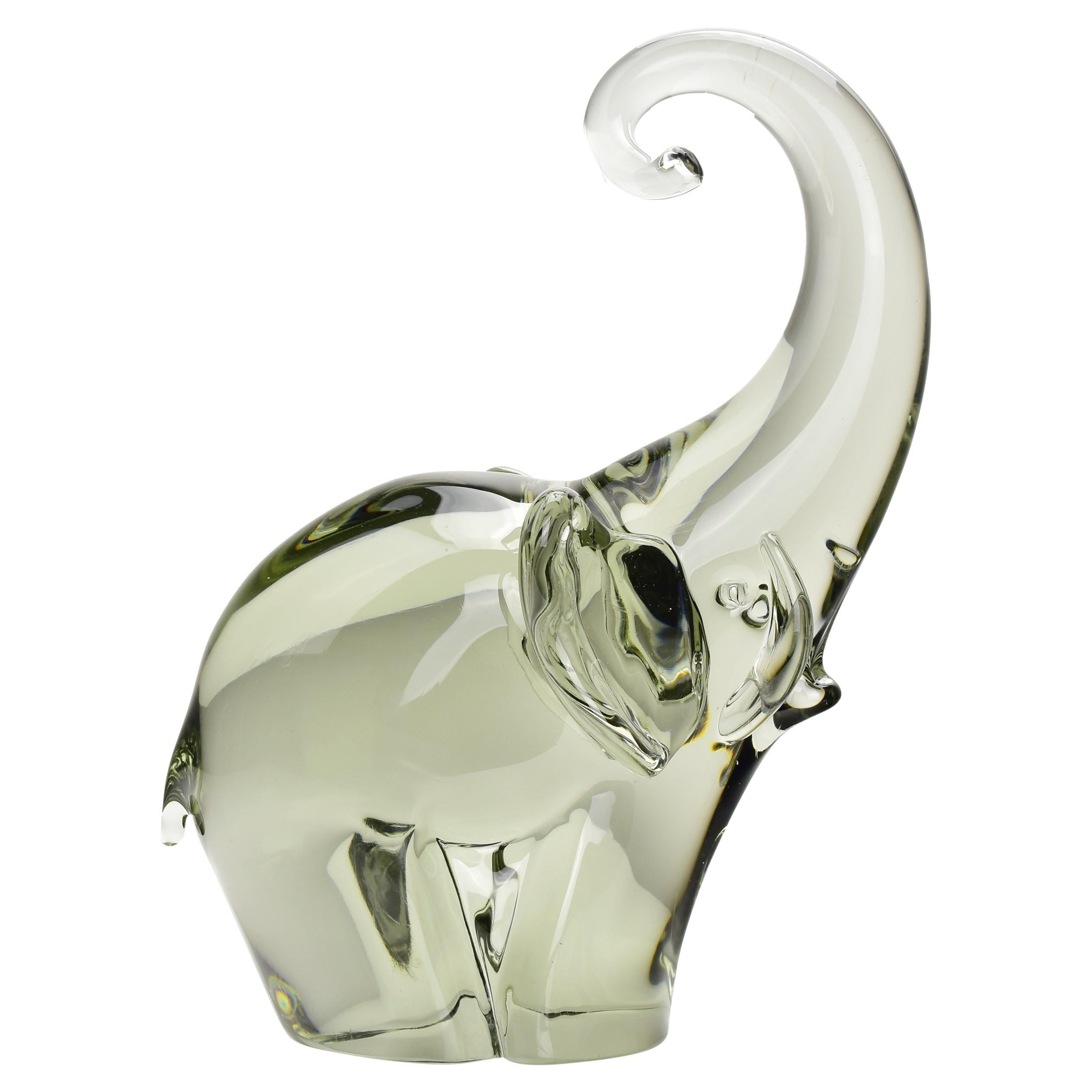 Massive Livio Seguso Smoke Grey Elephant Art Glass Sculpture Murano Gral For Sale