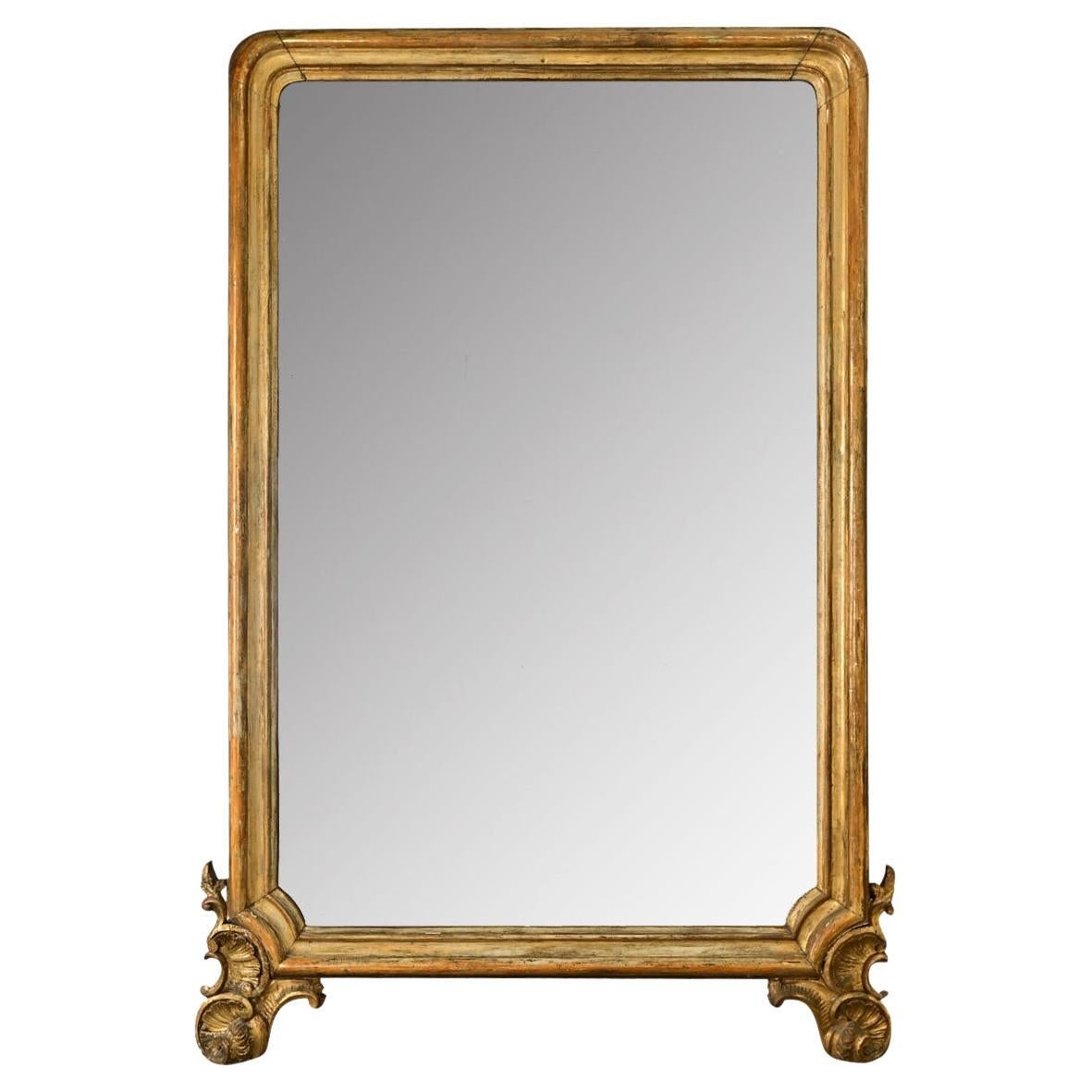 Miroir massif Louis Philippe doré