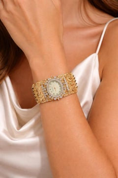 Massive Lucien Piccard Oro 18K Diamante Zaffiro Rubino Bracciale Orologio Extra Quadrante