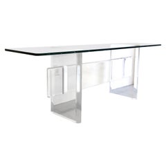 Massive Lucite Console Table Karl Springer Style, 1970s
