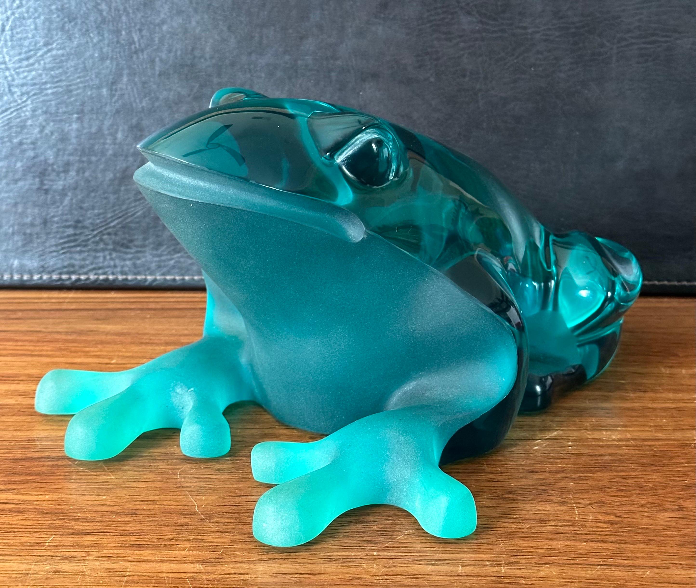Massive green lucite frog sculpture by Israeli artist, Shlomi Haziza, circa early 1990s. The piece is in very good vintage condition with no chips or cracks and measures: 10