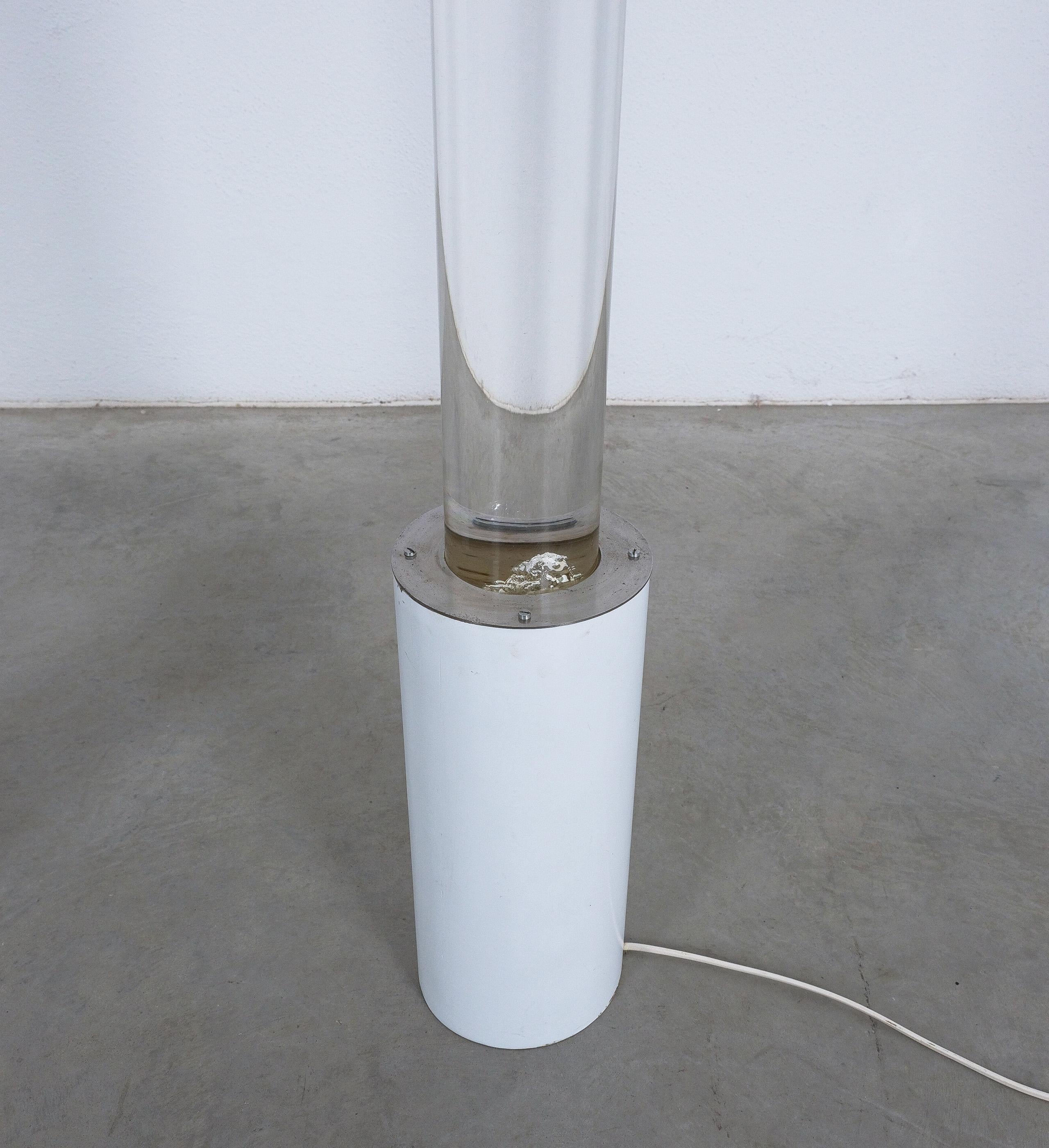 Lacquered Massive Lucite White Floor Lamps, Italy, 1980