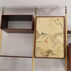 Exceptional Mahogany Wall Unit Gorgeous Goatskin Malachite & Brass, Mexico 1950s