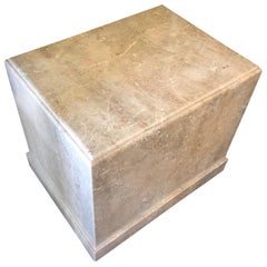 Massive Marble Pedestal / Table with Beveled Edge and Baseboard