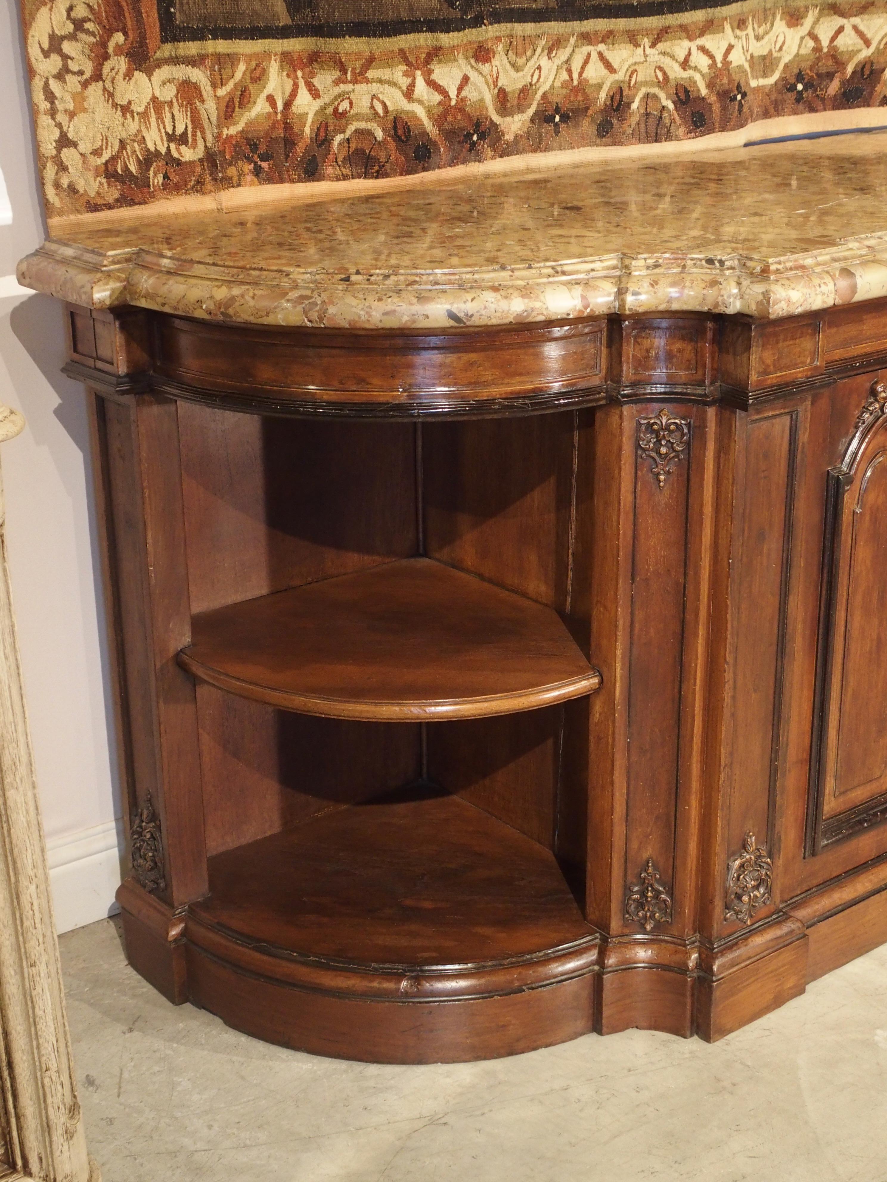 Hand-Carved Massive Marble Topped Walnut Wood Louis XV Style Chateau Buffet