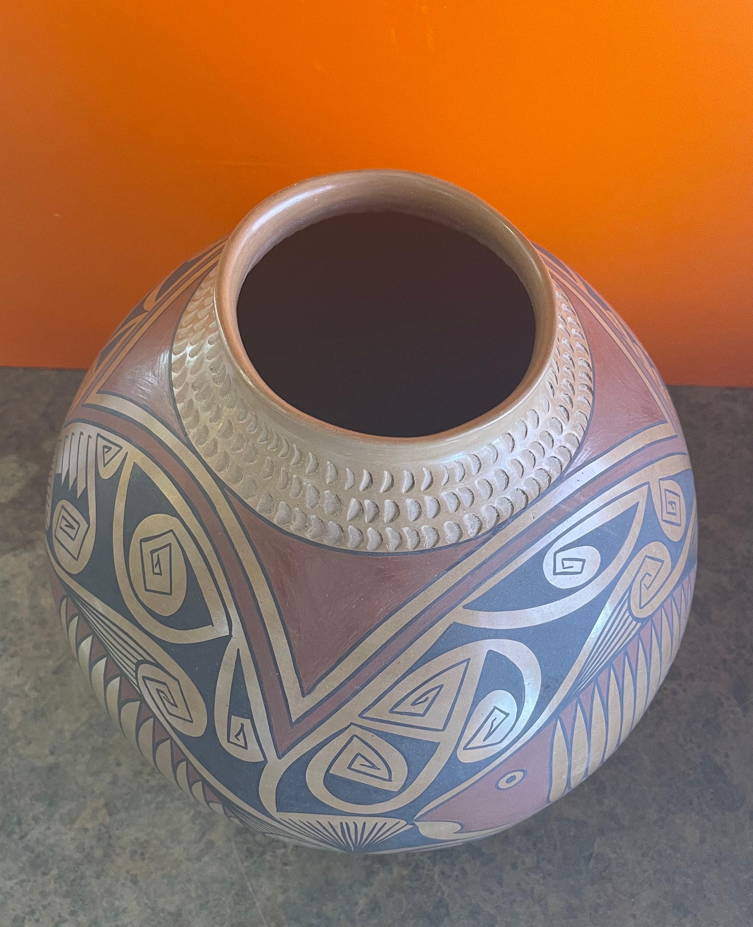 Mexican Massive Mata Ortiz Polychrome Pottery Vessel by Gloria Hernandez For Sale