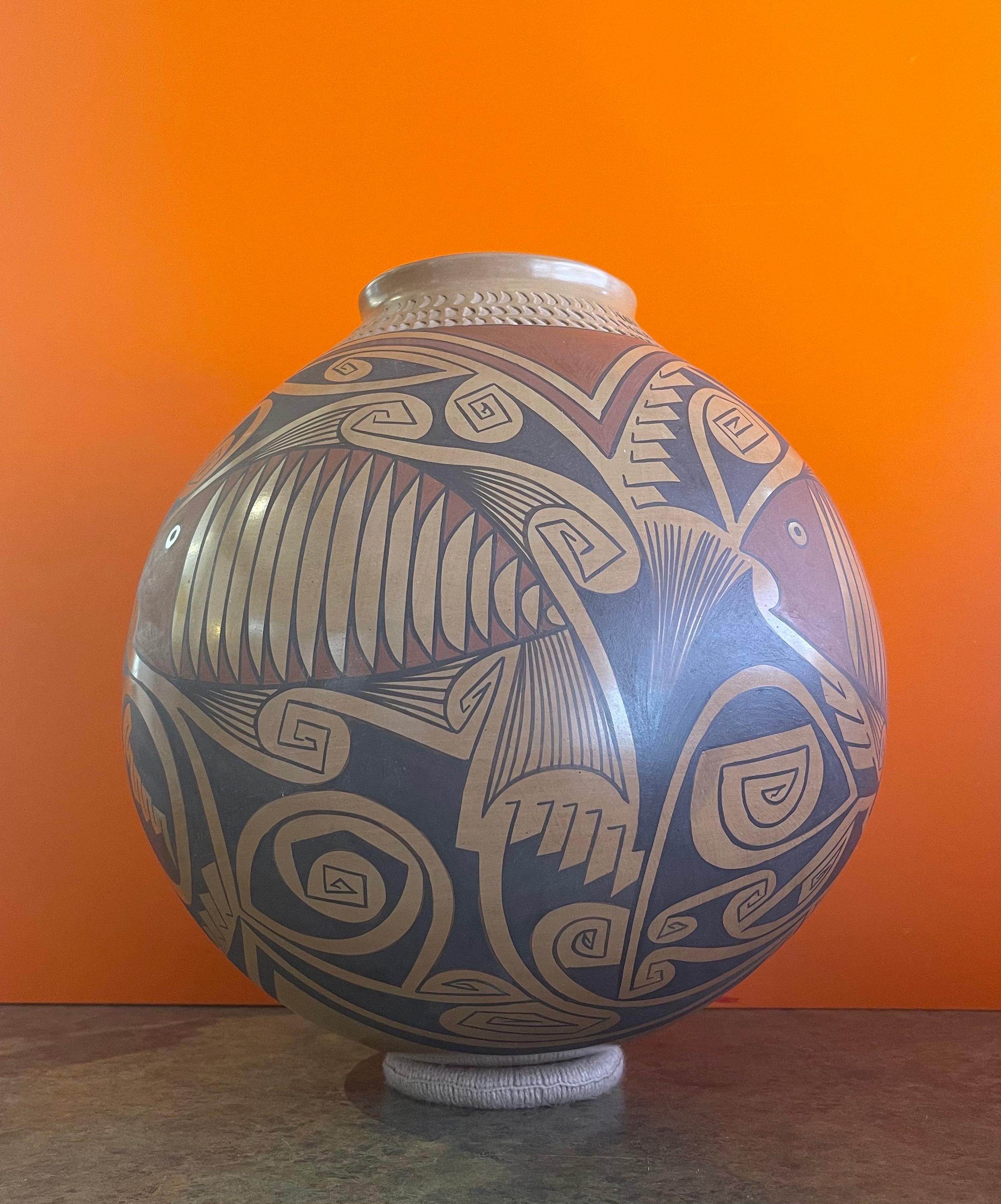 Polychromed Massive Mata Ortiz Polychrome Pottery Vessel by Gloria Hernandez For Sale