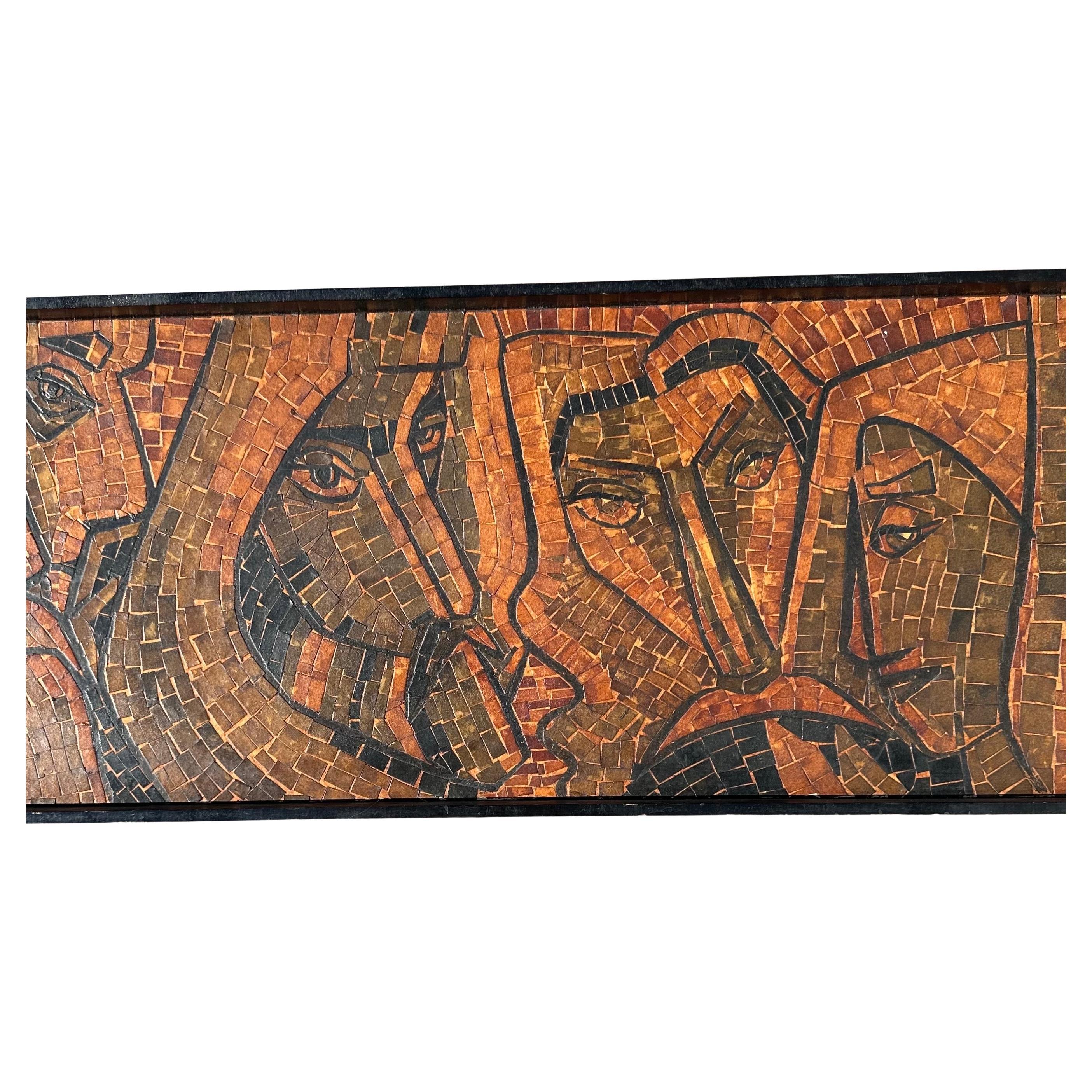 Massive MCM Mosaik Wandbehang von Jesus und Jünger (Appliqué) im Angebot