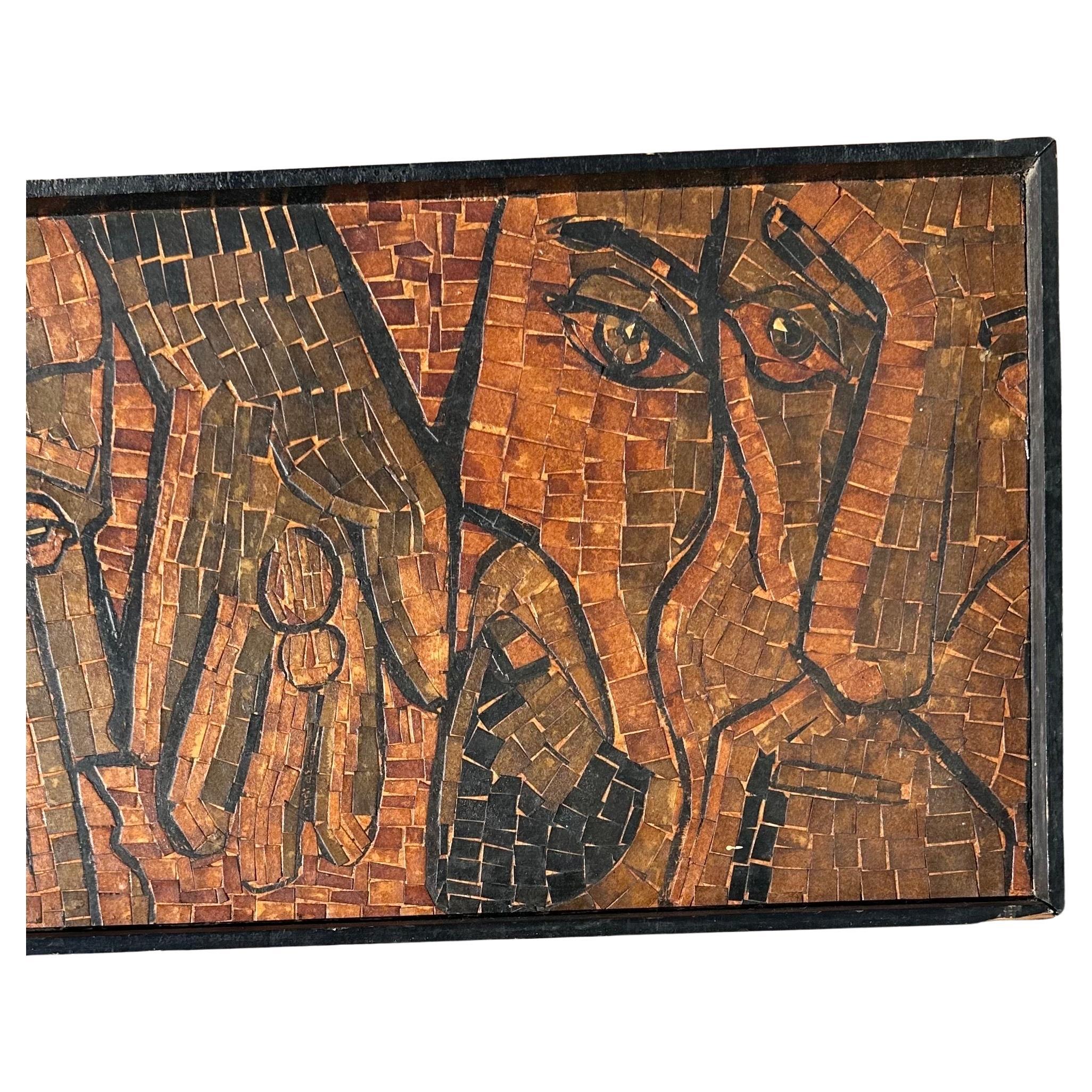 Massive MCM Mosaik Wandbehang von Jesus und Jünger (Holz) im Angebot