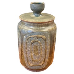 Massive MCM Stoneware Studio Pottery Lidded Jar by Amy Donaldson