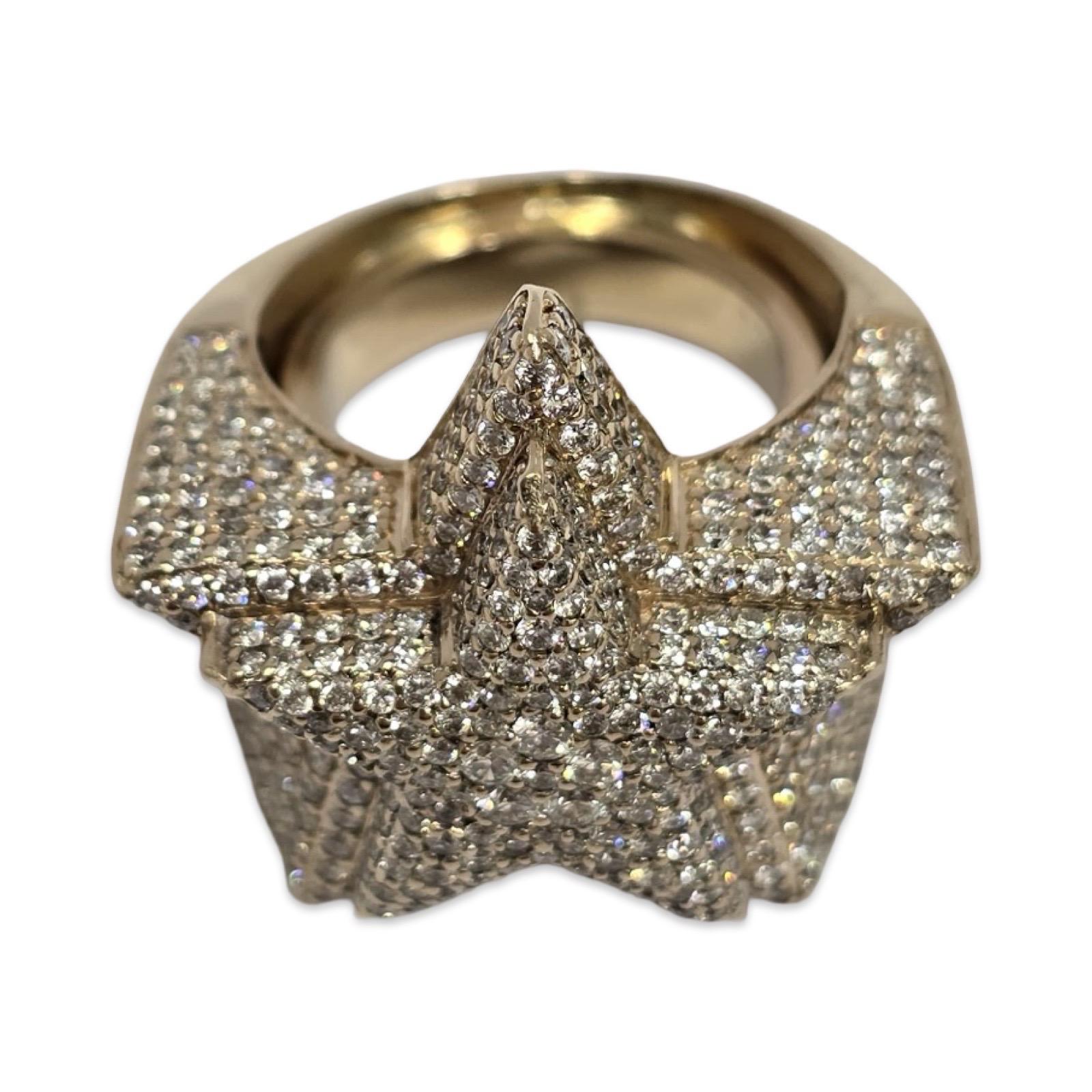 Bague massive pour homme avec 6.00tcw de diamant en forme d'étoile 3D Bon état - En vente à Miami, FL