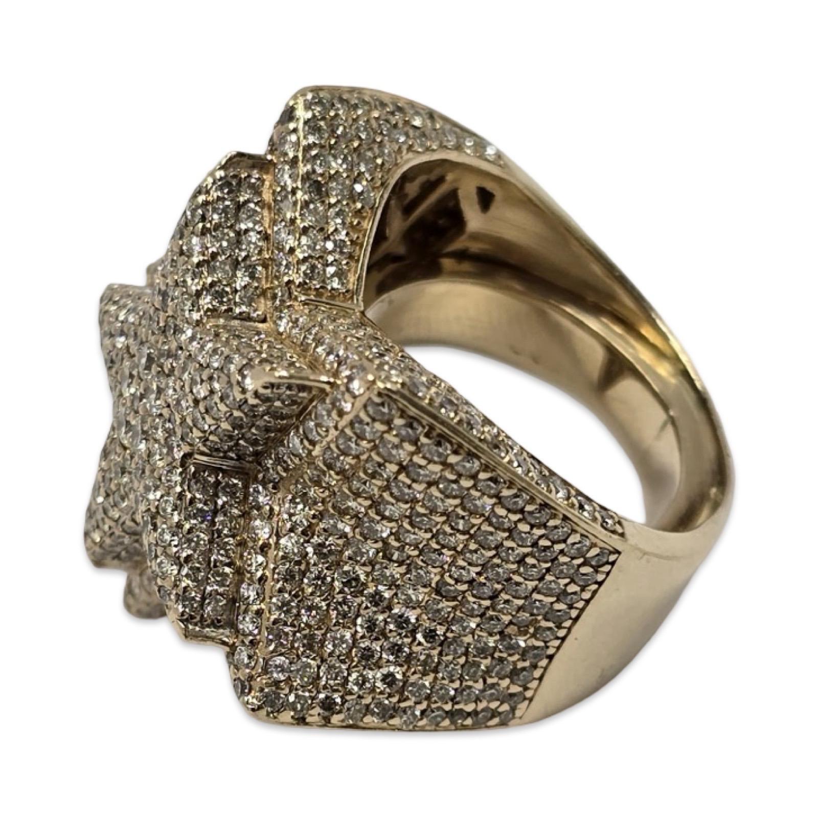 Bague massive pour homme avec 6.00tcw de diamant en forme d'étoile 3D en vente 4