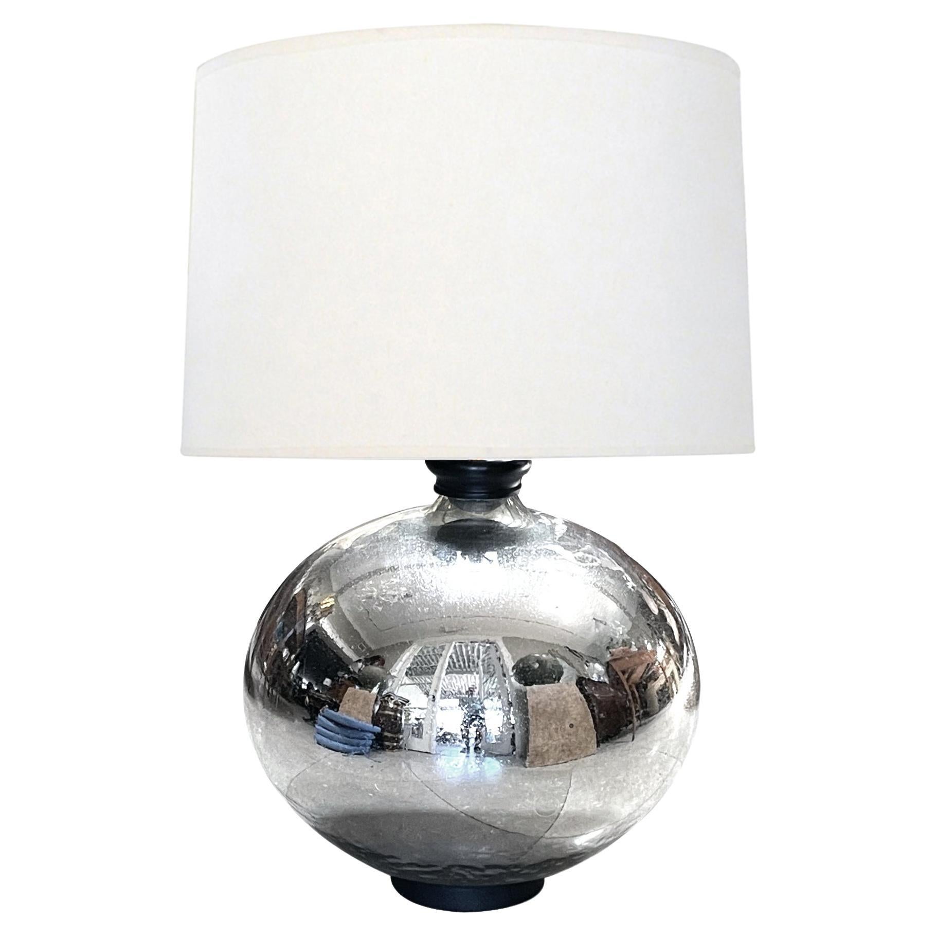 Massive Mercury Glass spheroid Lamp For Sale