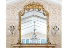 Massive Mid 19th C. Carved and Gilt Mantle Mirror