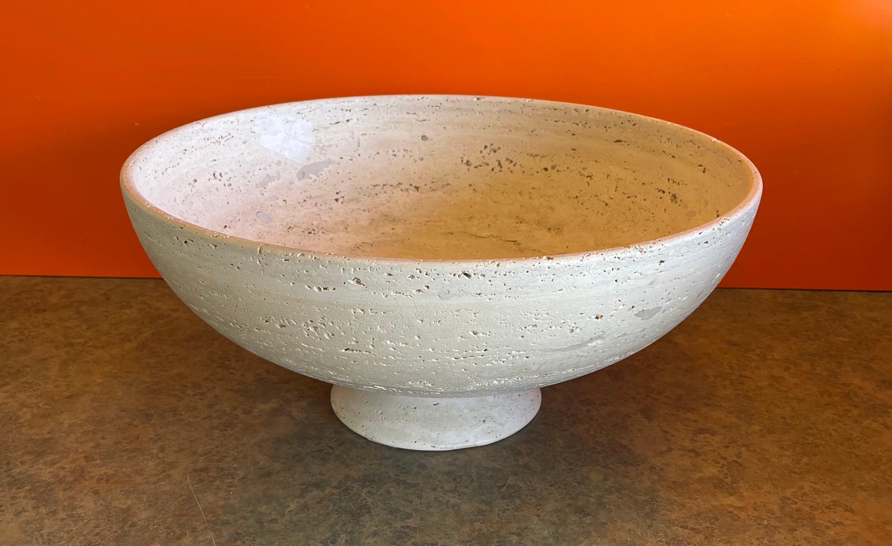 Massive Midcentury Italian Travertine Pedestal Fruit Bowl / Centerpiece 4