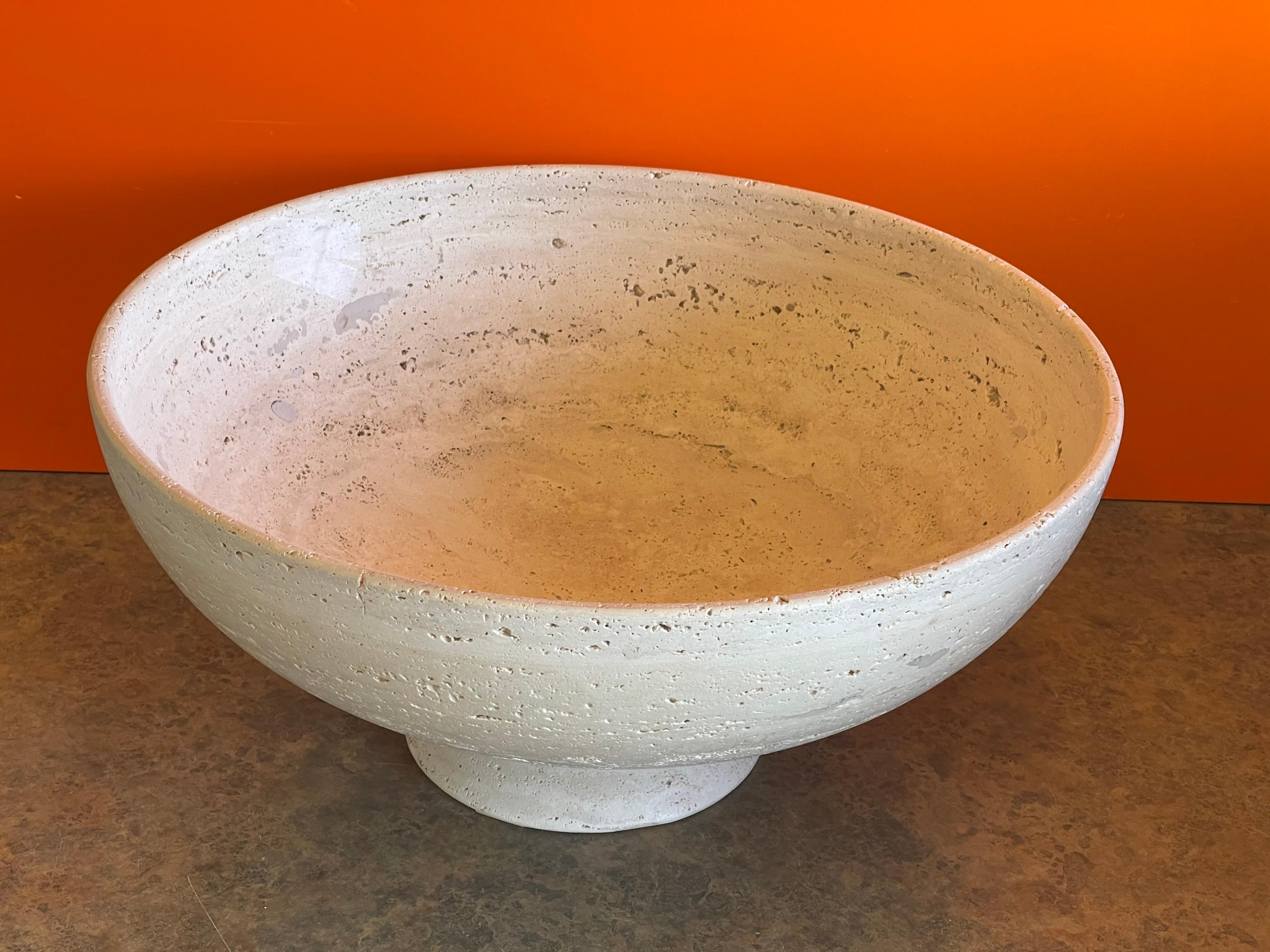 travertine pedestal bowl