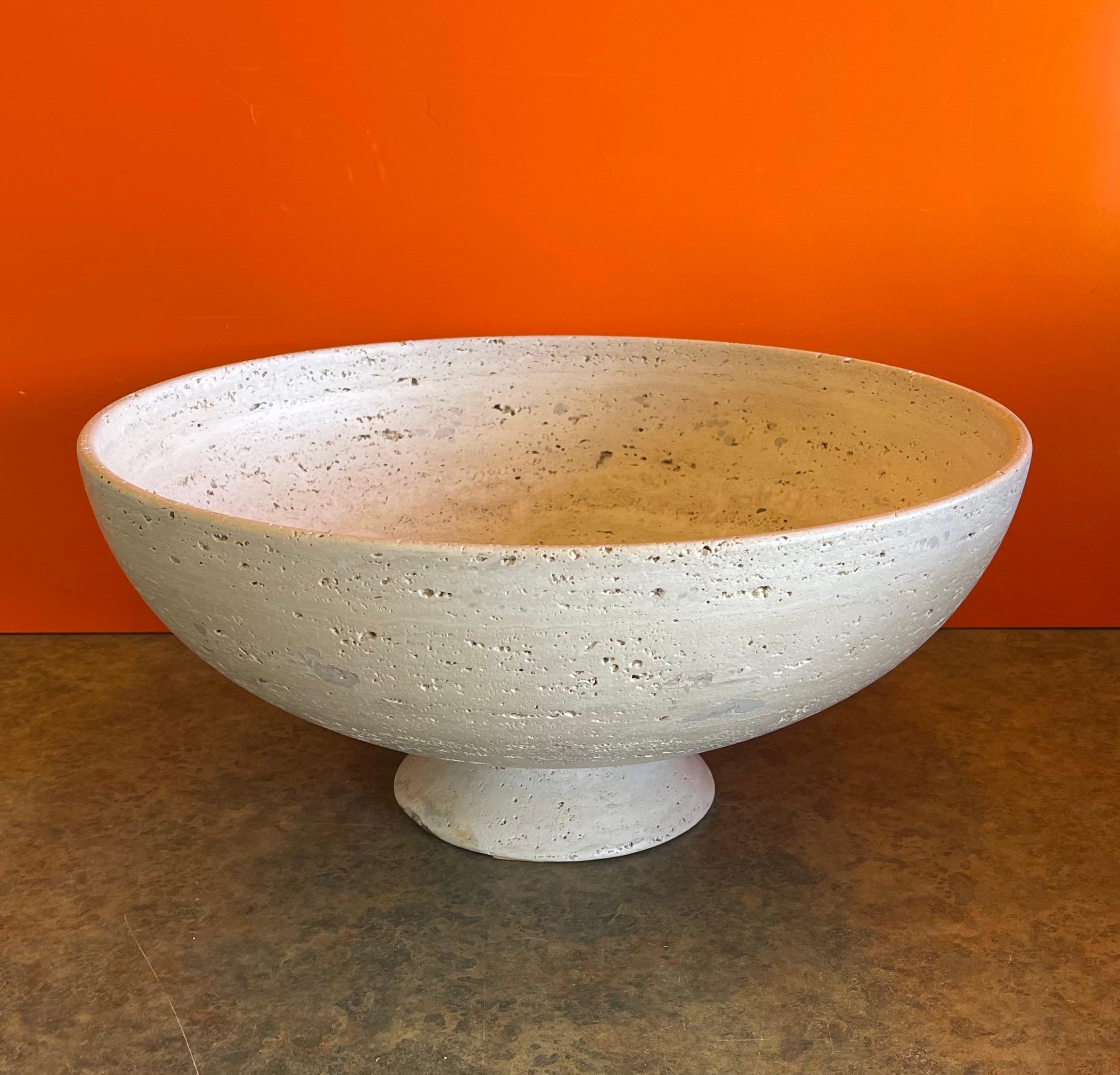 Mid-Century Modern Massive Midcentury Italian Travertine Pedestal Fruit Bowl / Centerpiece