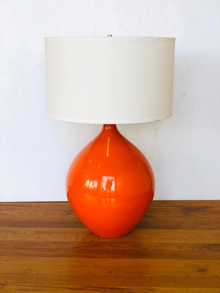 Massive Midcentury Large Orange Ceramic Table Lamp at 1stDibs | large ...