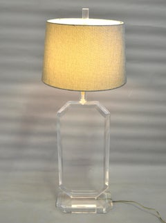 Massive Mid-Century Modern Flat Beveled Lucite Table Lamp