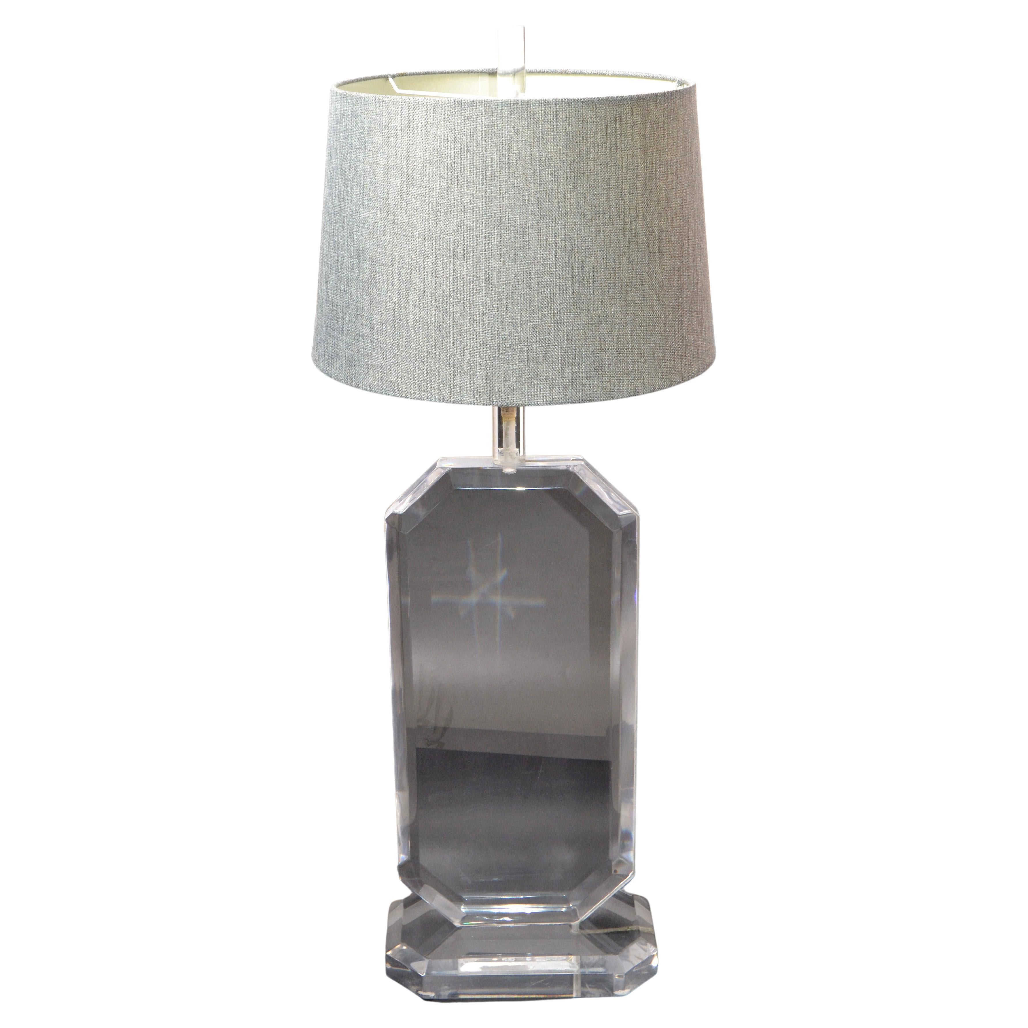 Massive Mid-Century Modern Flat Beveled Lucite Table Lamp