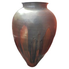 Massive Mid Century Modern Sculptural Hand Thrown Drip Glaze Vase - Urn
