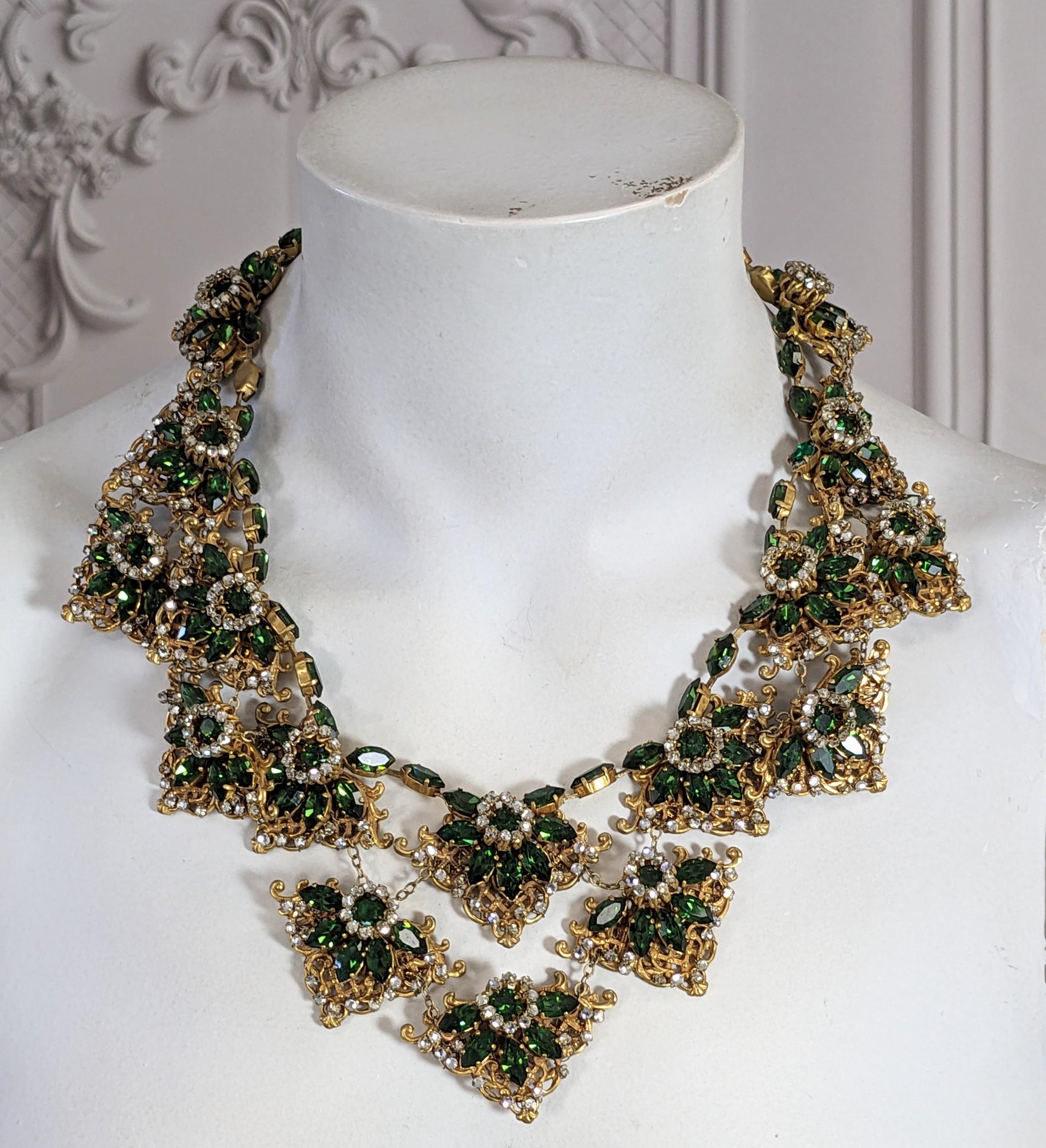 Massive Miriam Haskell Bib of Olivine and Crystal Rose Montees For Sale 9