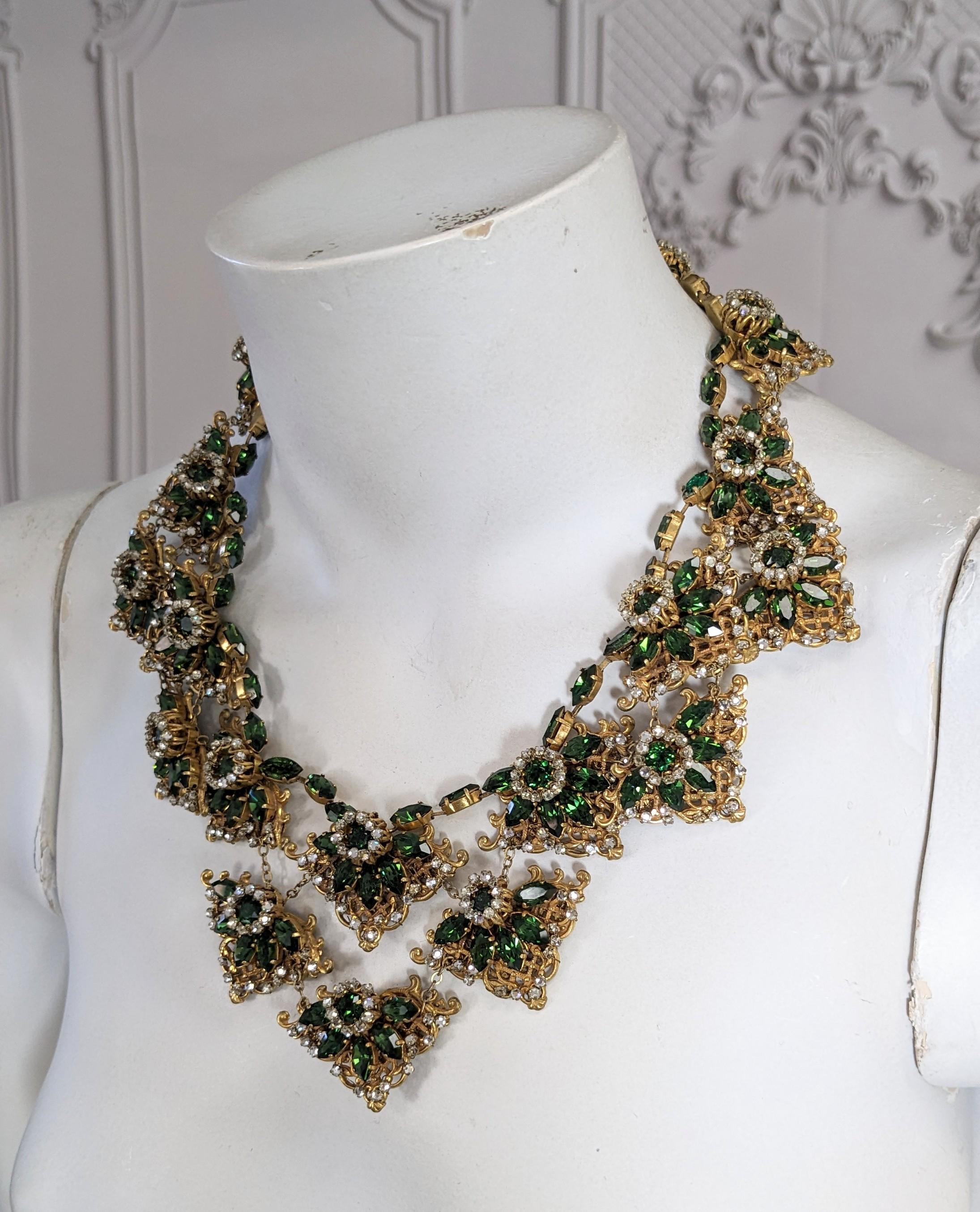 Massive Miriam Haskell Bib of Olivine and Crystal Rose Montees For Sale 10